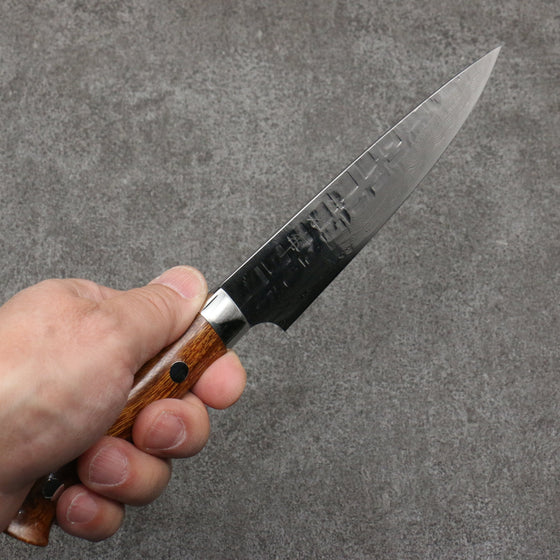 Takeshi Saji VG10 Hammered Damascus Cross Petty-Utility135mm Ironwood Handle - Seisuke Knife