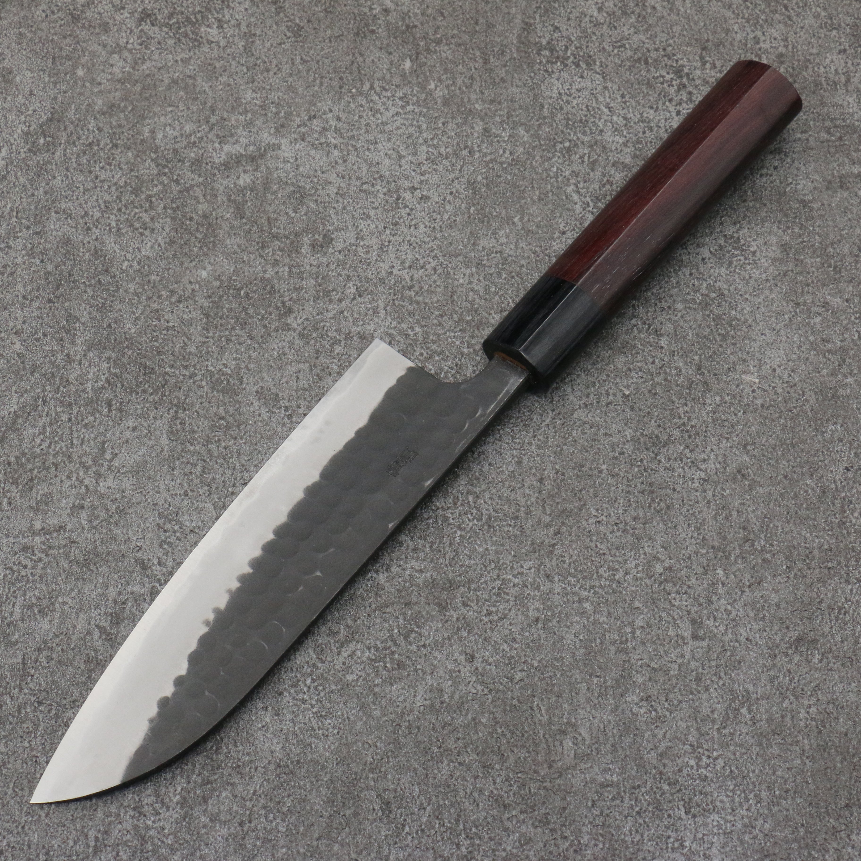 Nao Yamamoto Blue Steel Kurouchi Santoku170mm Shitan (ferrule: Black Pakka wood) Handle - Seisuke Knife