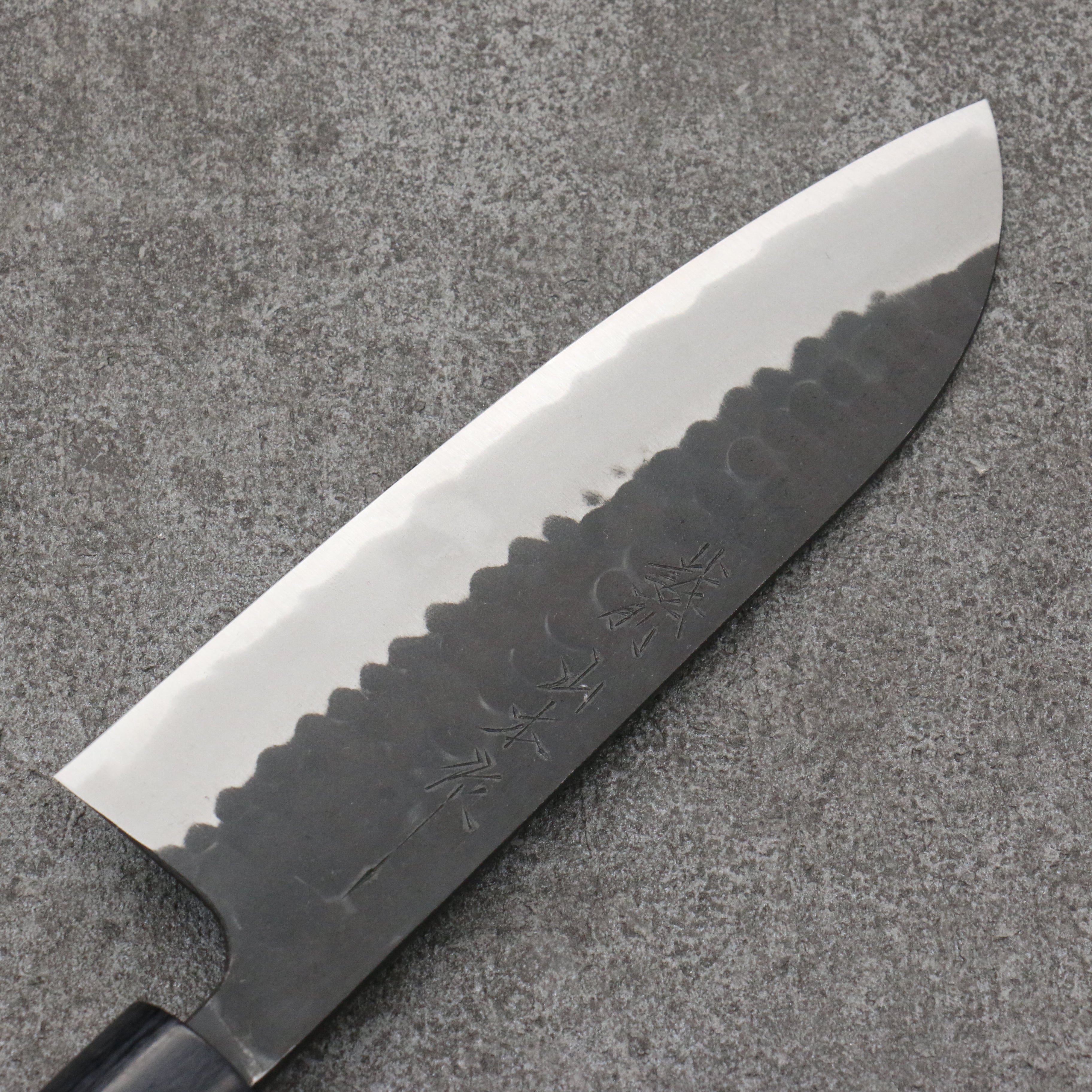 Nao Yamamoto Blue Steel Kurouchi Santoku170mm Shitan (ferrule: Black Pakka wood) Handle - Seisuke Knife
