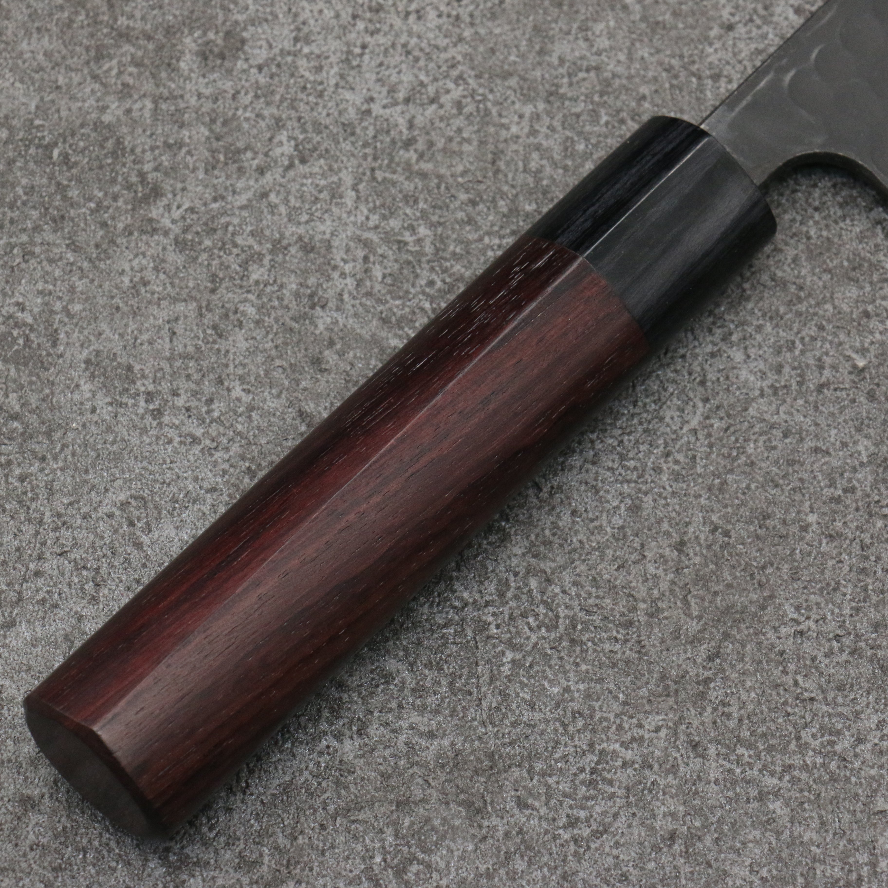 Nao Yamamoto Blue Steel Kurouchi Santoku170mm Shitan (ferrule: Black Pakka wood) Handle - Seisuke Knife