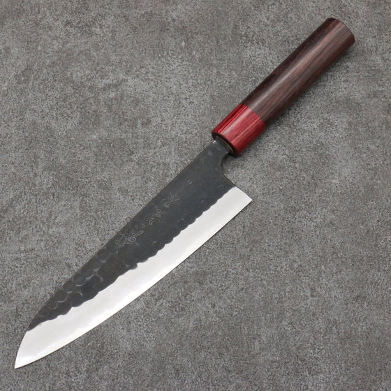 Nao Yamamoto Blue Steel Kurouchi Gyuto180mm Shitan (ferrule: Red Pakka wood) Handle - Seisuke Knife