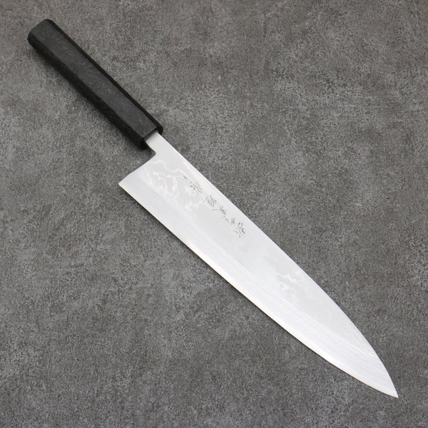 Hideo Kitaoka White Steel No.2 Damascus Mioroshi Deba240mm Black Washi