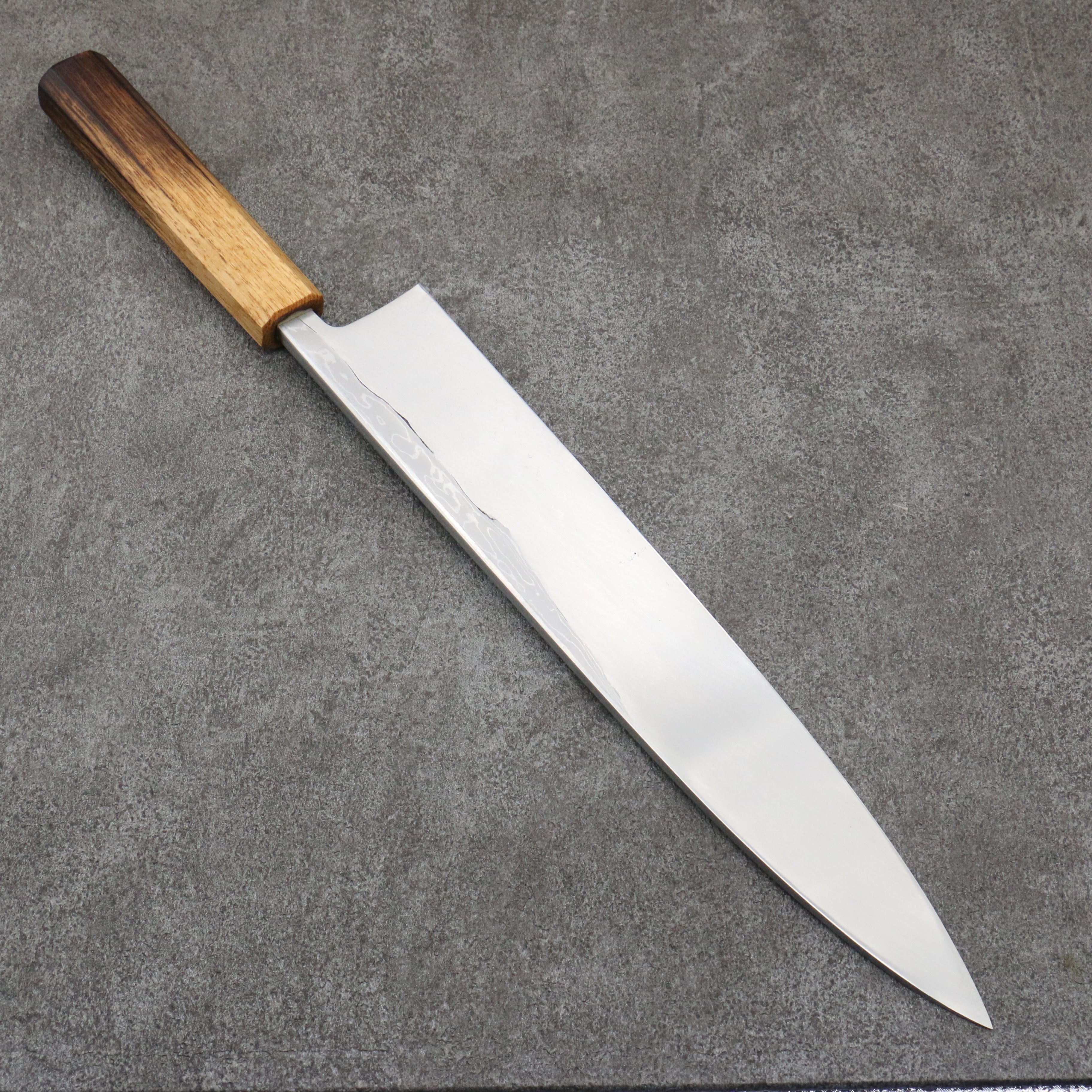 Hideo Kitaoka White Steel No.2 Damascus Mioroshi Deba300mm Burnt Oak Handle - Seisuke Knife