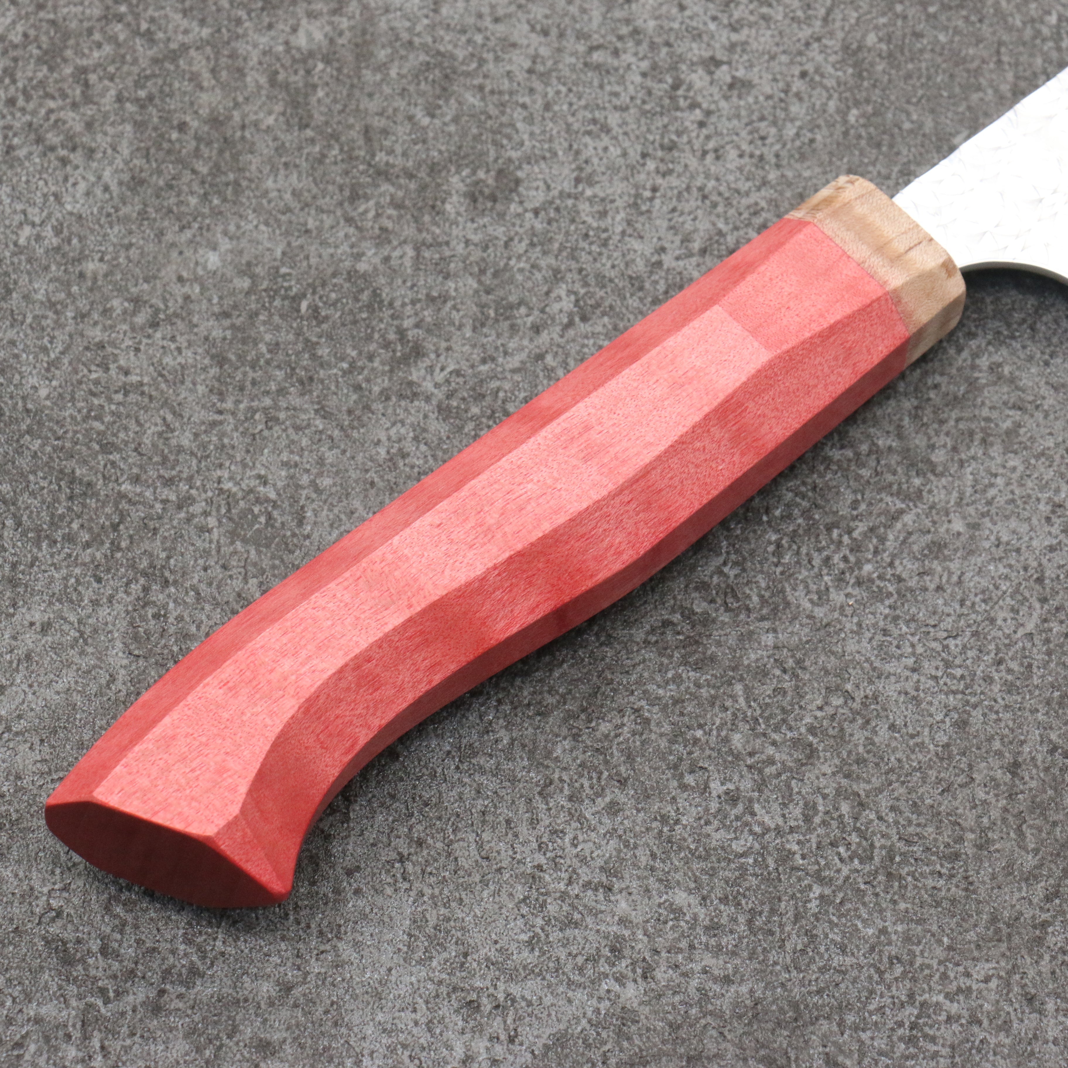 Yoshimi Kato Minamo SG2 Hammered Kiritsuke Gyuto  210mm Western style (red) Handle - Seisuke Knife