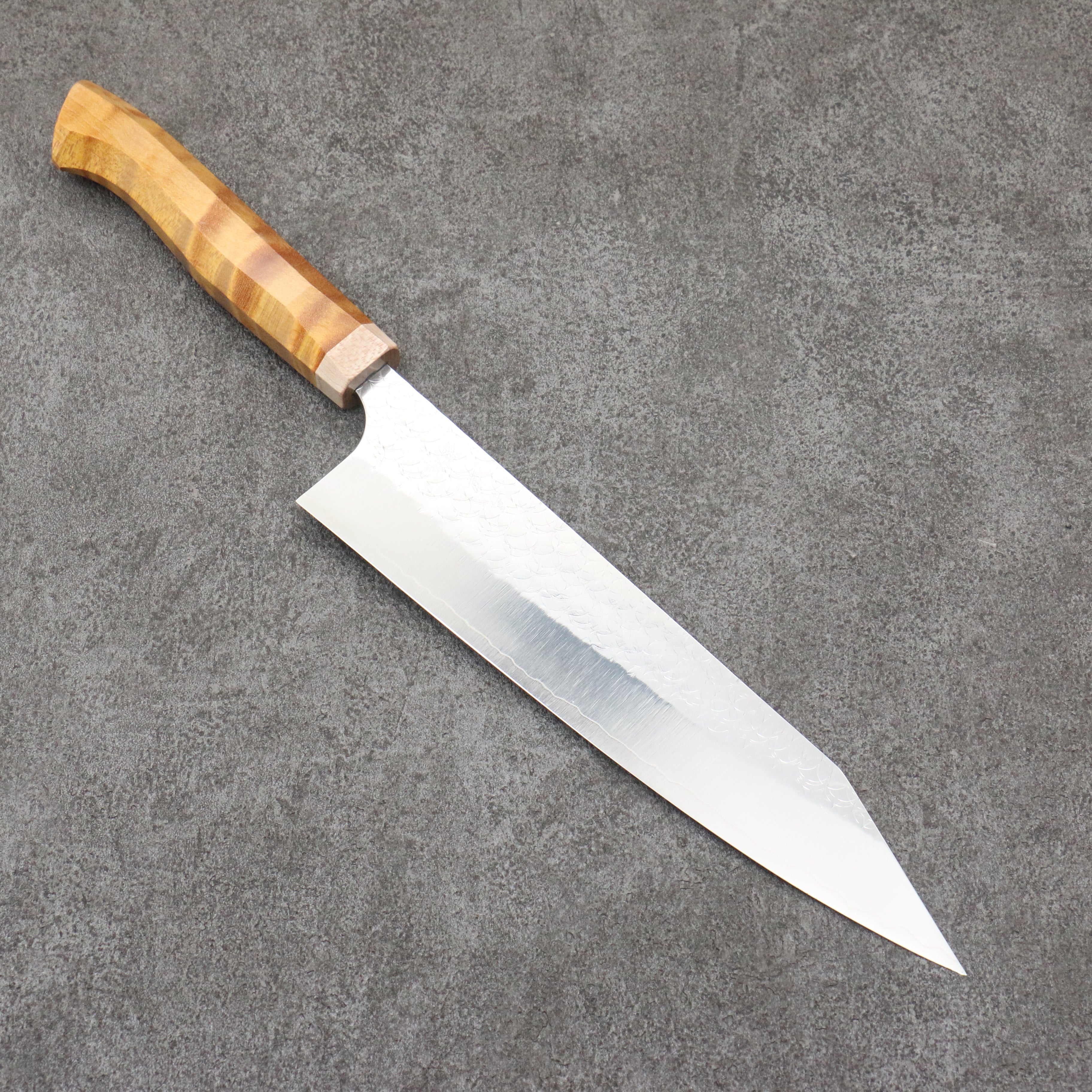 Yoshimi Kato Minamo SG2 Hammered Kiritsuke Gyuto  210mm Western style (yellow) Handle - Seisuke Knife