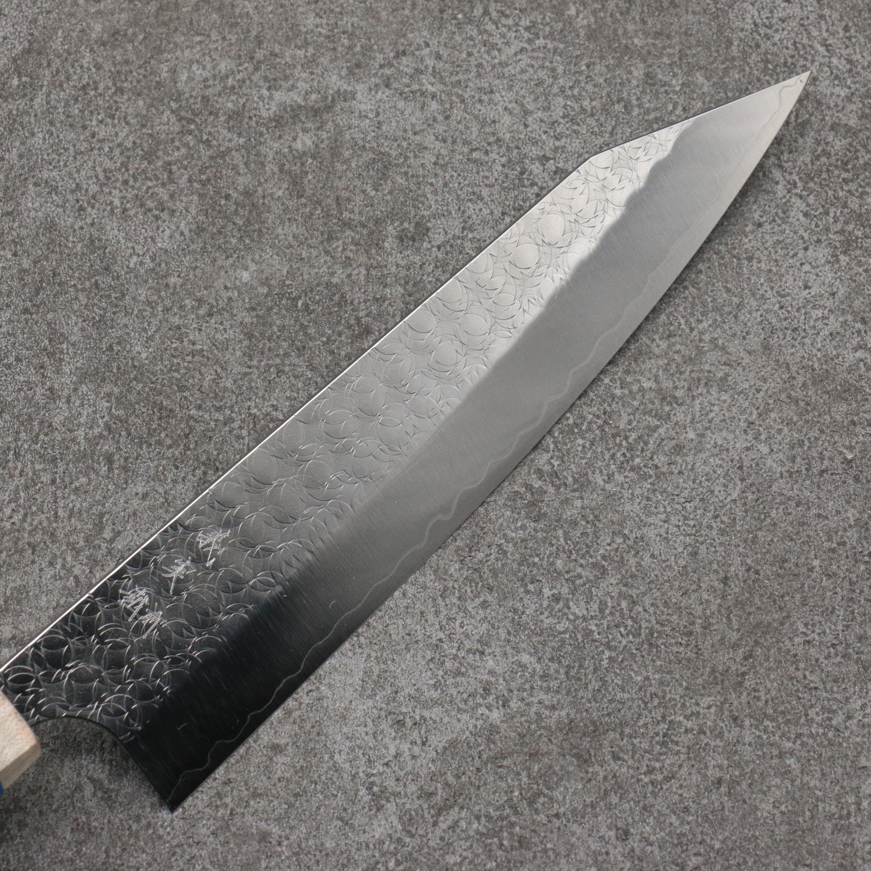 Yoshimi Kato Minamo SG2 Hammered Kiritsuke Gyuto  210mm Western style (blue) Handle - Seisuke Knife