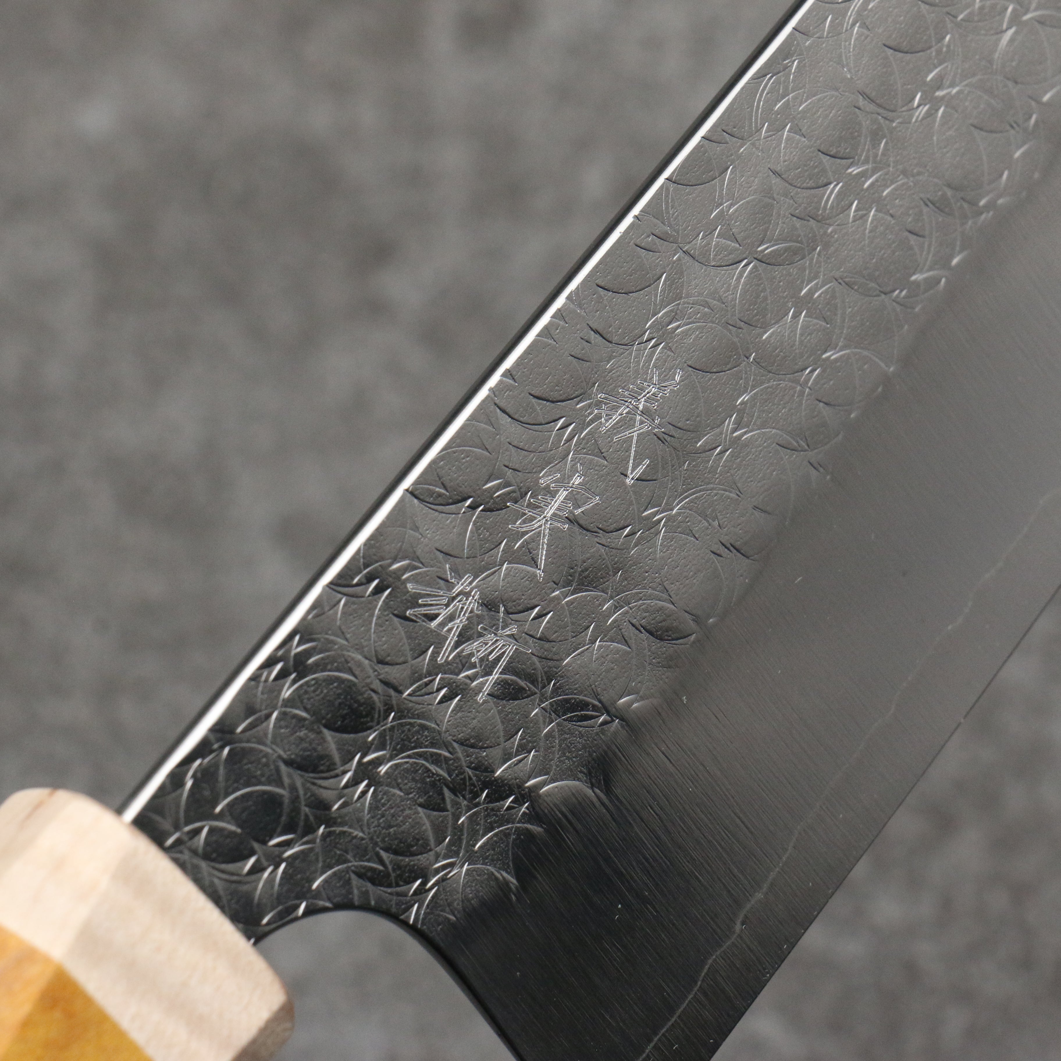 Yoshimi Kato Minamo SG2 Hammered Santoku  170mm Western style (yellow) Handle - Seisuke Knife