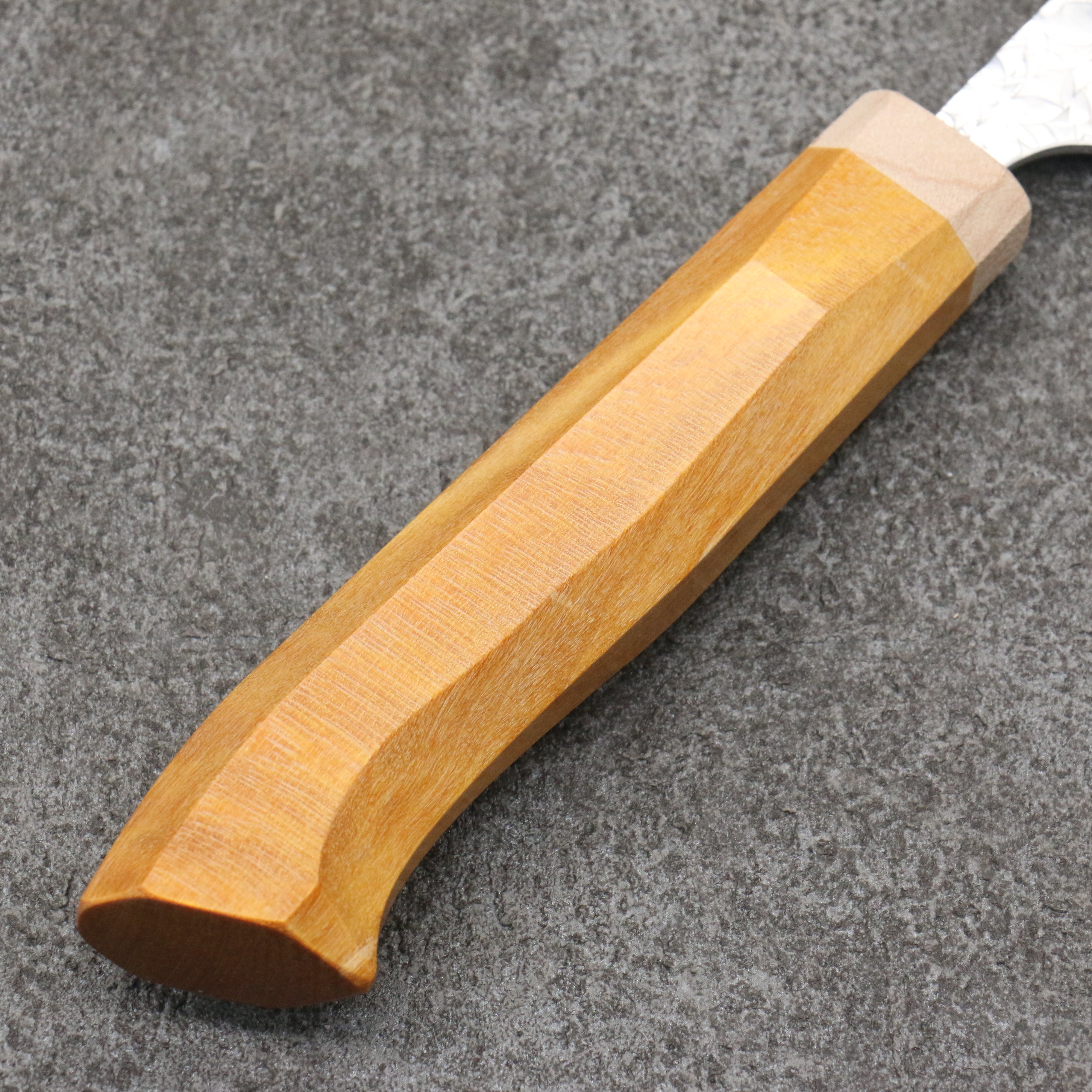 Yoshimi Kato Minamo SG2 Hammered Petty-Utility  120mm Western style (yellow) Handle - Seisuke Knife