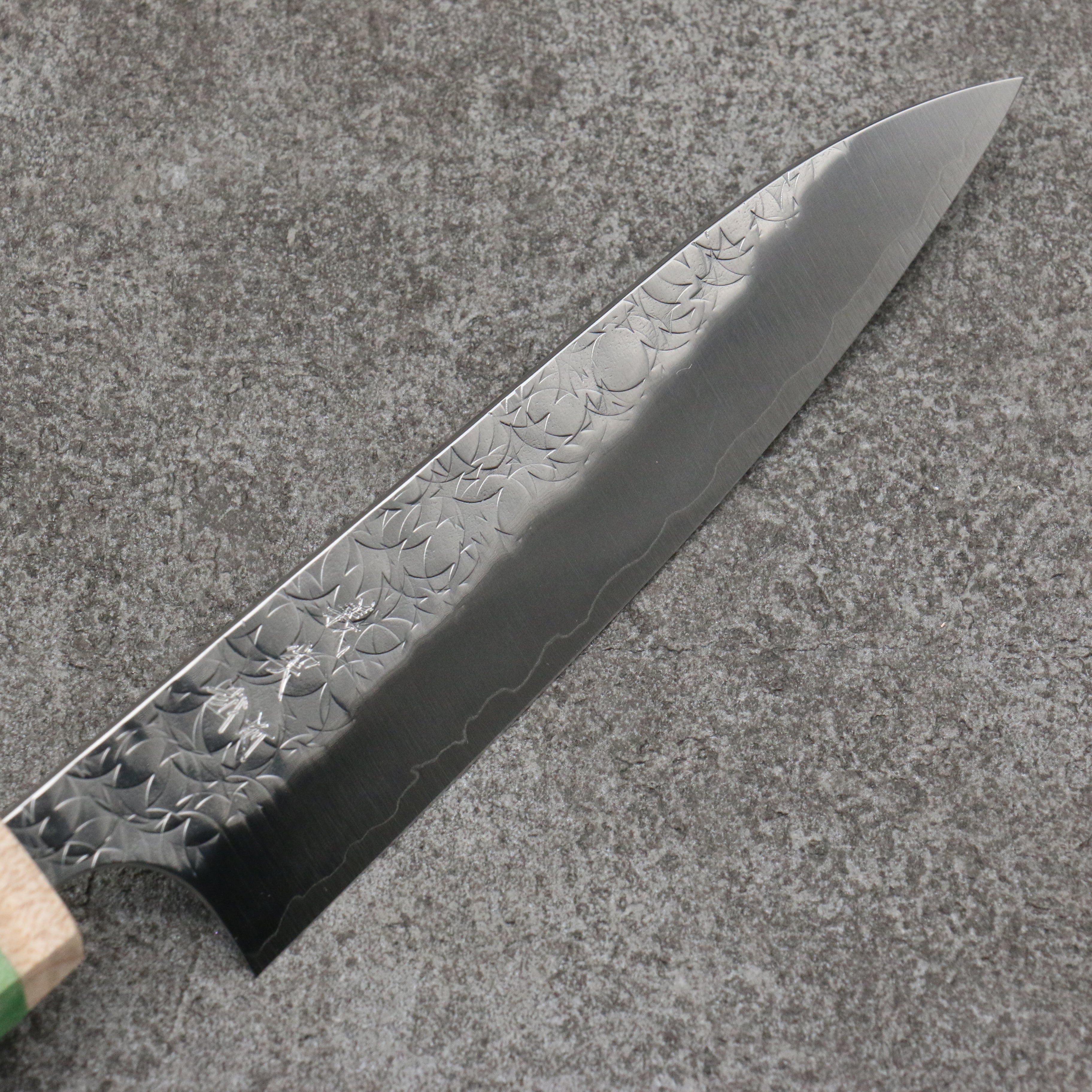 Yoshimi Kato Minamo SG2 Hammered Petty-Utility  120mm Western style (green) Handle - Seisuke Knife