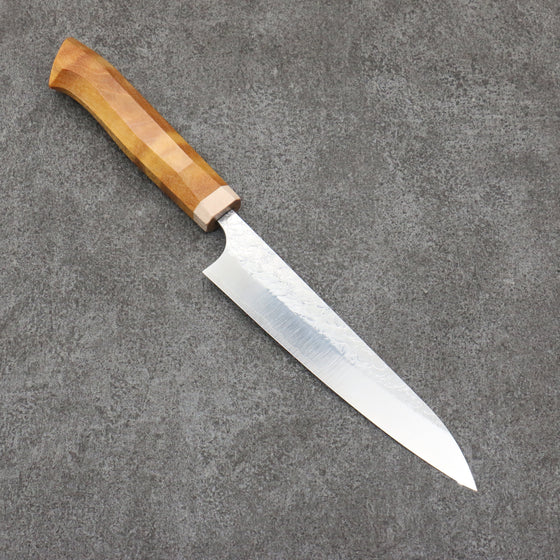 Yoshimi Kato Minamo SG2 Hammered Petty-Utility  150mm Western style (yellow) Handle - Seisuke Knife