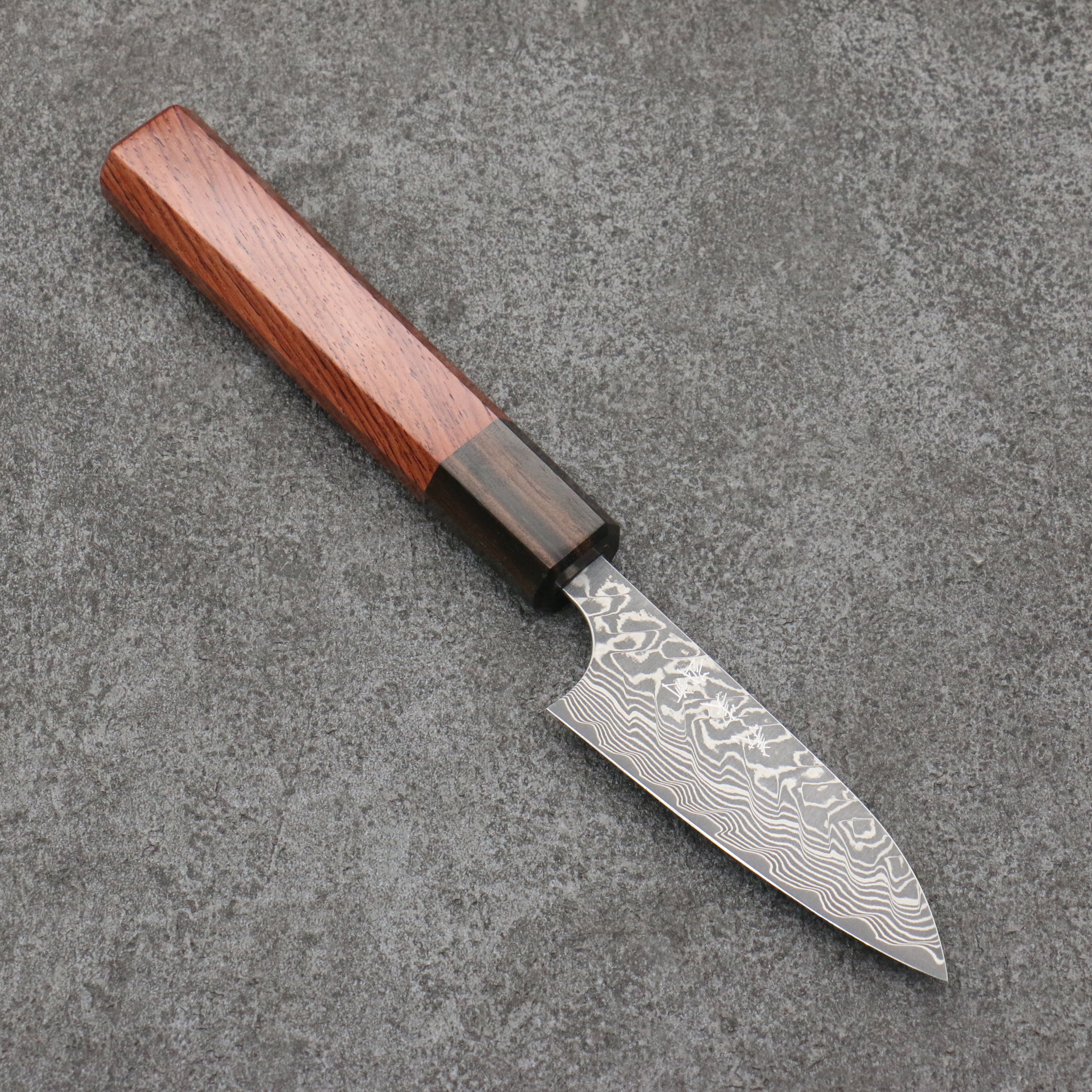 Yoshimi Kato SG2 Black Damascus Petty-Utility 75mm Shitan Handle - Seisuke Knife