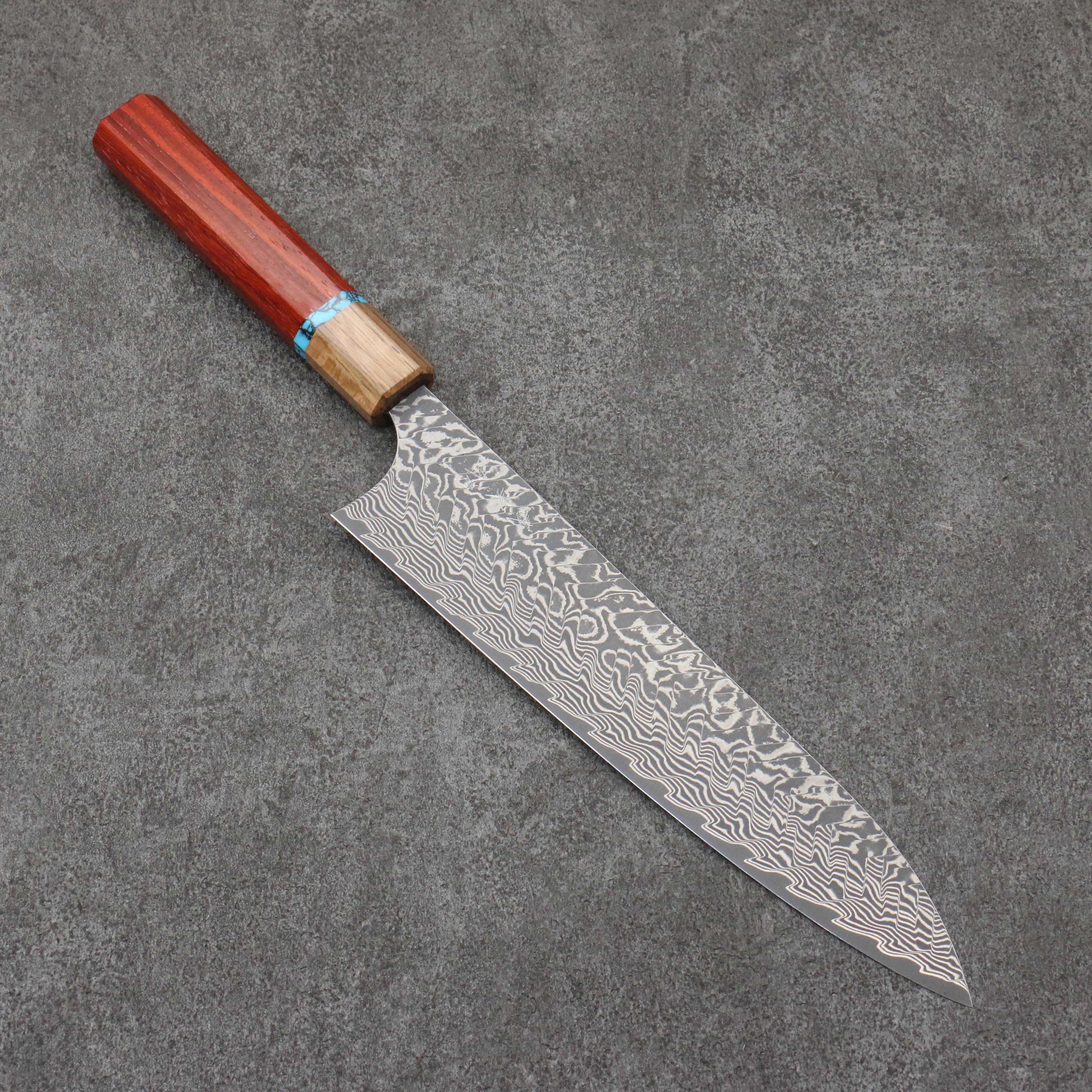 Yoshimi Kato SG2 Black Damascus Gyuto  210mm Padoauk(Turquoise Ring) Handle - Seisuke Knife