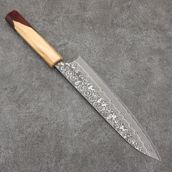 Yoshimi Kato SG2 Black Damascus Gyuto  210mm Olive Tree and Resin Handle - Seisuke Knife