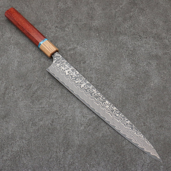 Yoshimi Kato SG2 Black Damascus Sujihiki 270mm Padoauk(Turquoise Ring) Handle - Seisuke Knife