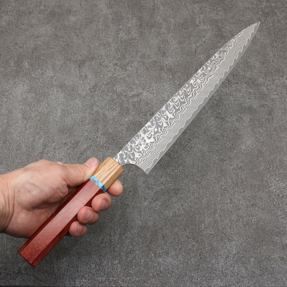 Yoshimi Kato SG2 Black Damascus Sujihiki 270mm Padoauk(Turquoise Ring) Handle - Seisuke Knife