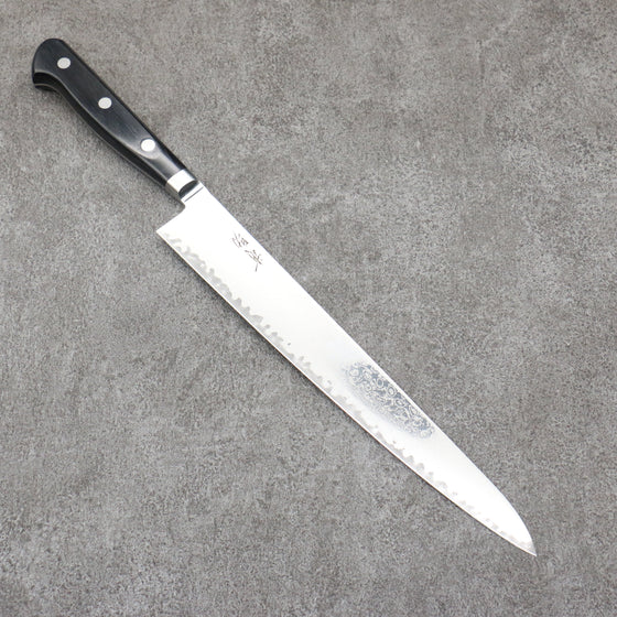 Seisuke Kagami2 AUS10 Mirrored Finish Damascus Sujihiki  240mm Black Pakka wood Handle - Seisuke Knife