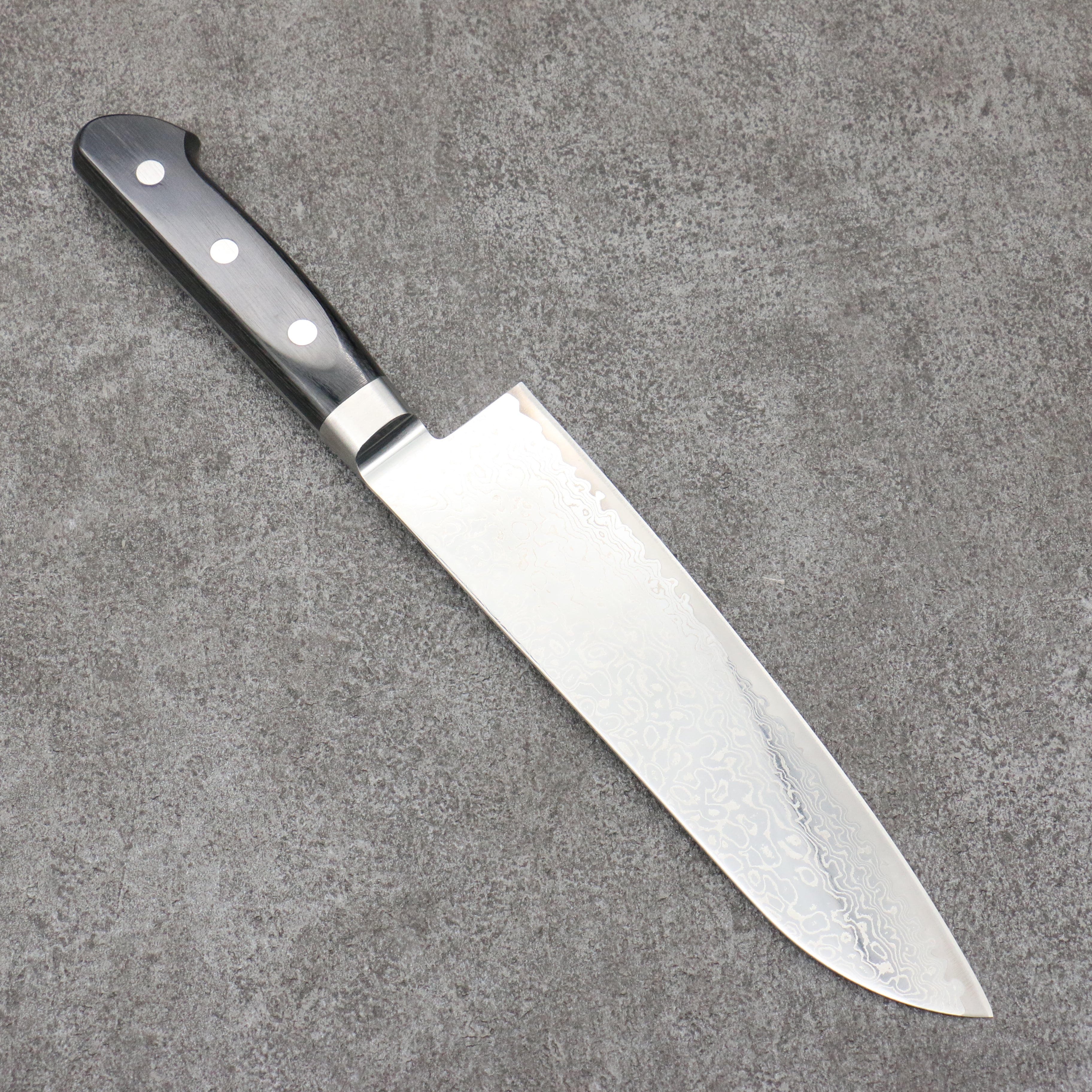 Seisuke Kagami-2 AUS10 Migaki Damascus Santoku 180mm Black Pakkawood Handle - Seisuke Knife