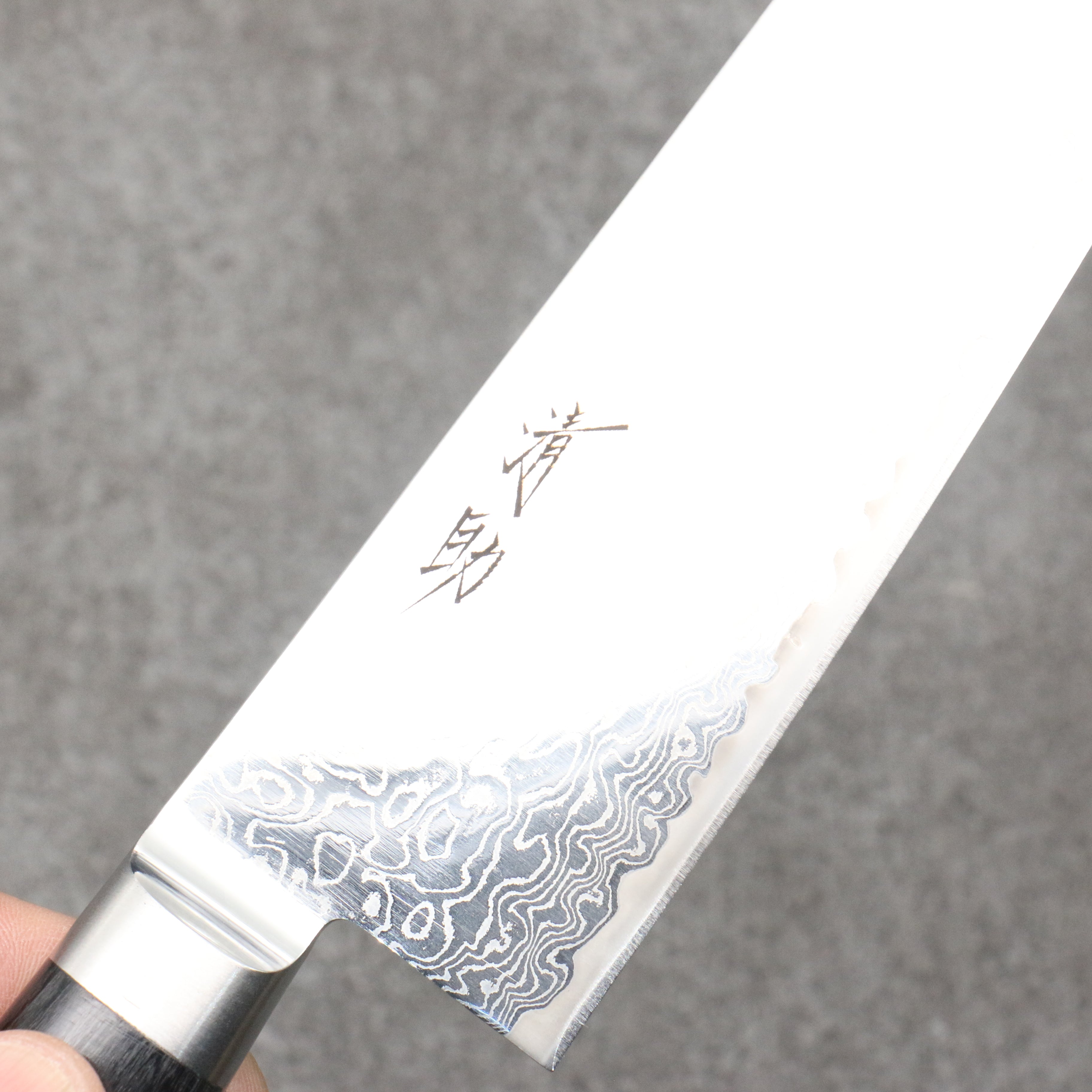 Seisuke Kagami-2 AUS10 Migaki Damascus Santoku 180mm Black Pakkawood Handle - Seisuke Knife