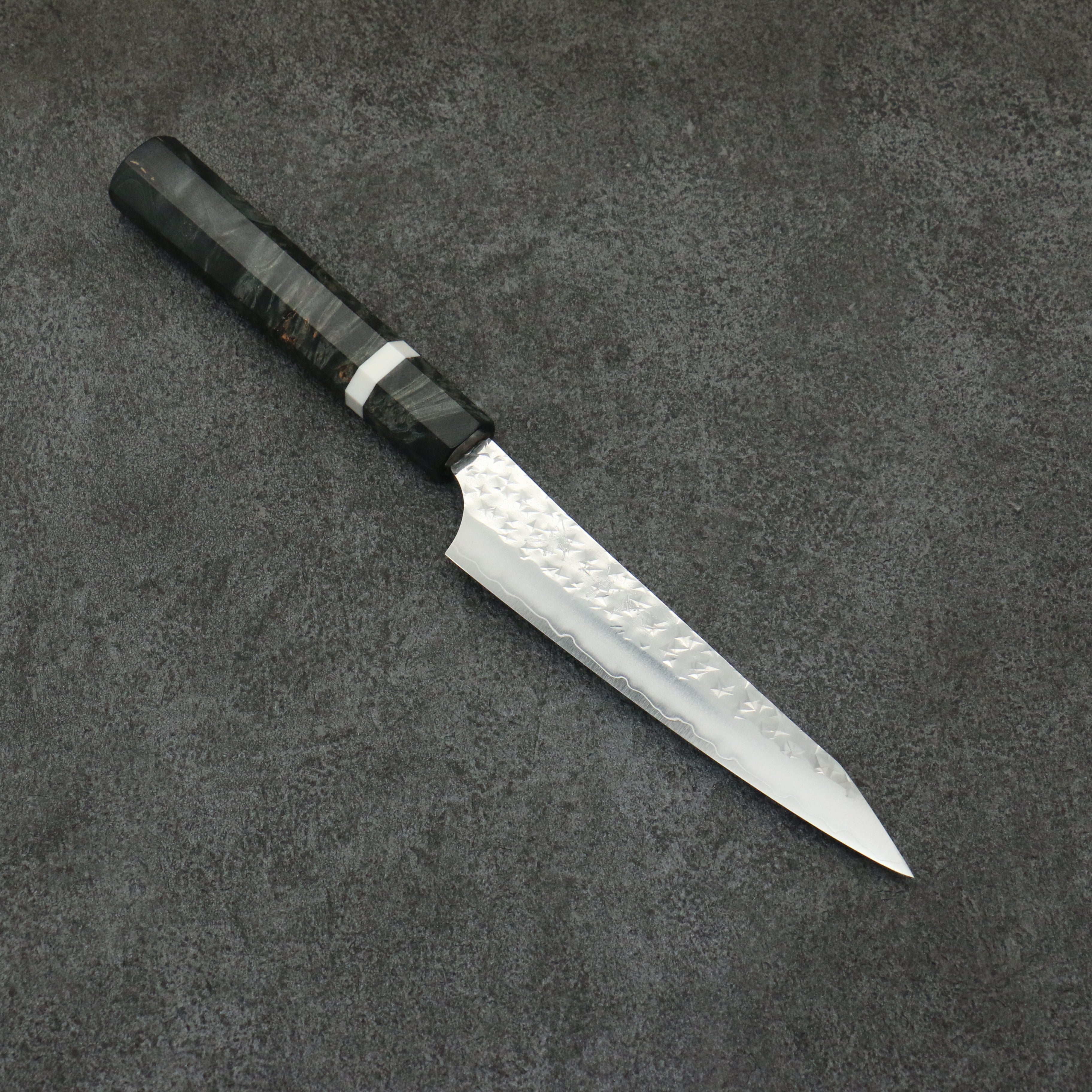 Yu Kurosaki Senko Ei SG2 Hammered Petty-Utility  130mm Stabilized wood (With White ring) Handle - Seisuke Knife