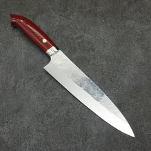  Takeshi Saji New Nomura Style SRS13 Hammered Gyuto  210mm Red and Black Micarta Handle - Seisuke Knife