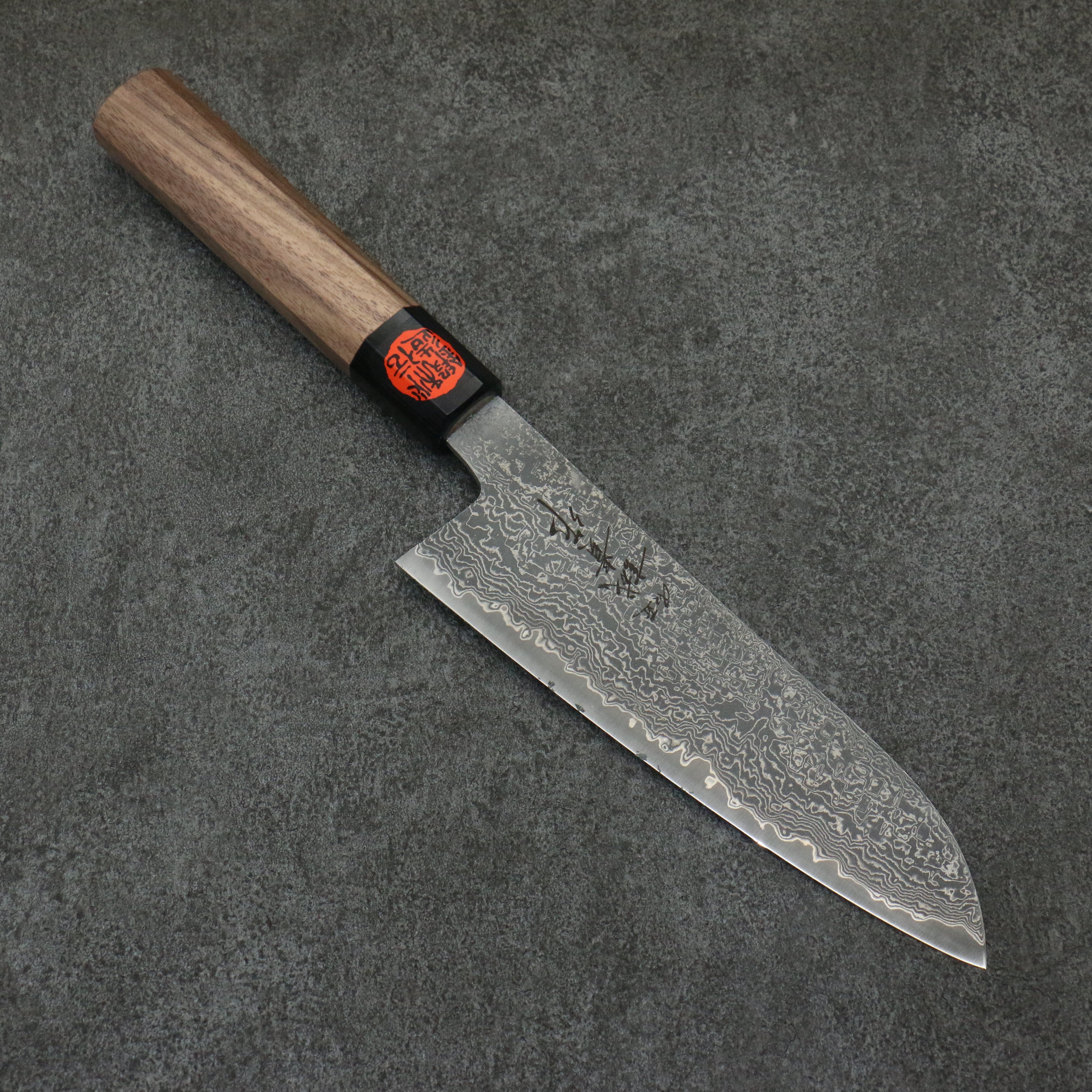 Shigeki Tanaka Harukaze SG2 Damascus Santoku  165mm Walnut Handle - Seisuke Knife