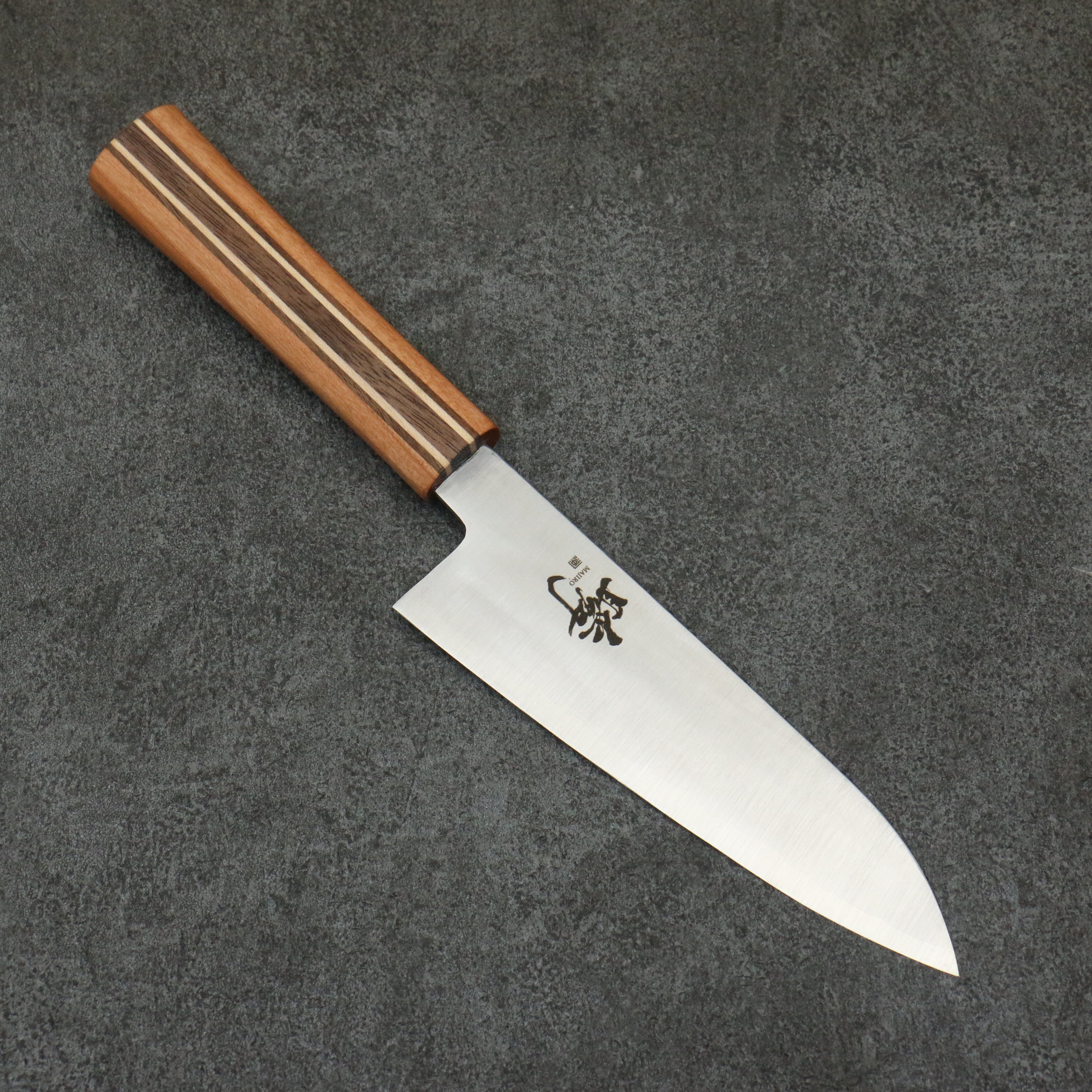 Shigeki Tanaka Majiro Silver Steel No.3 Santoku  165mm Maple, Cherry, Walnut Handle - Seisuke Knife