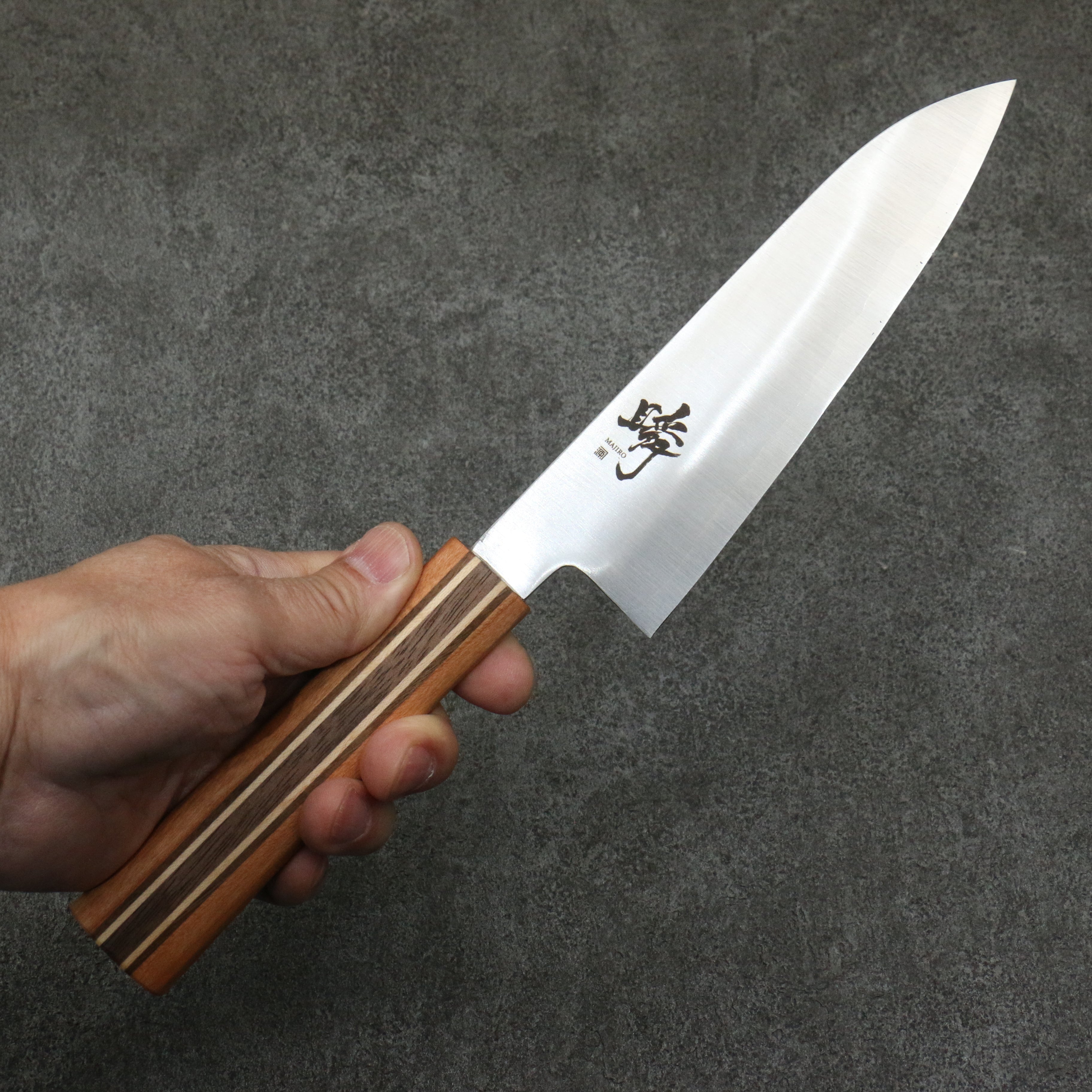Shigeki Tanaka Majiro Silver Steel No.3 Santoku  165mm Maple, Cherry, Walnut Handle - Seisuke Knife