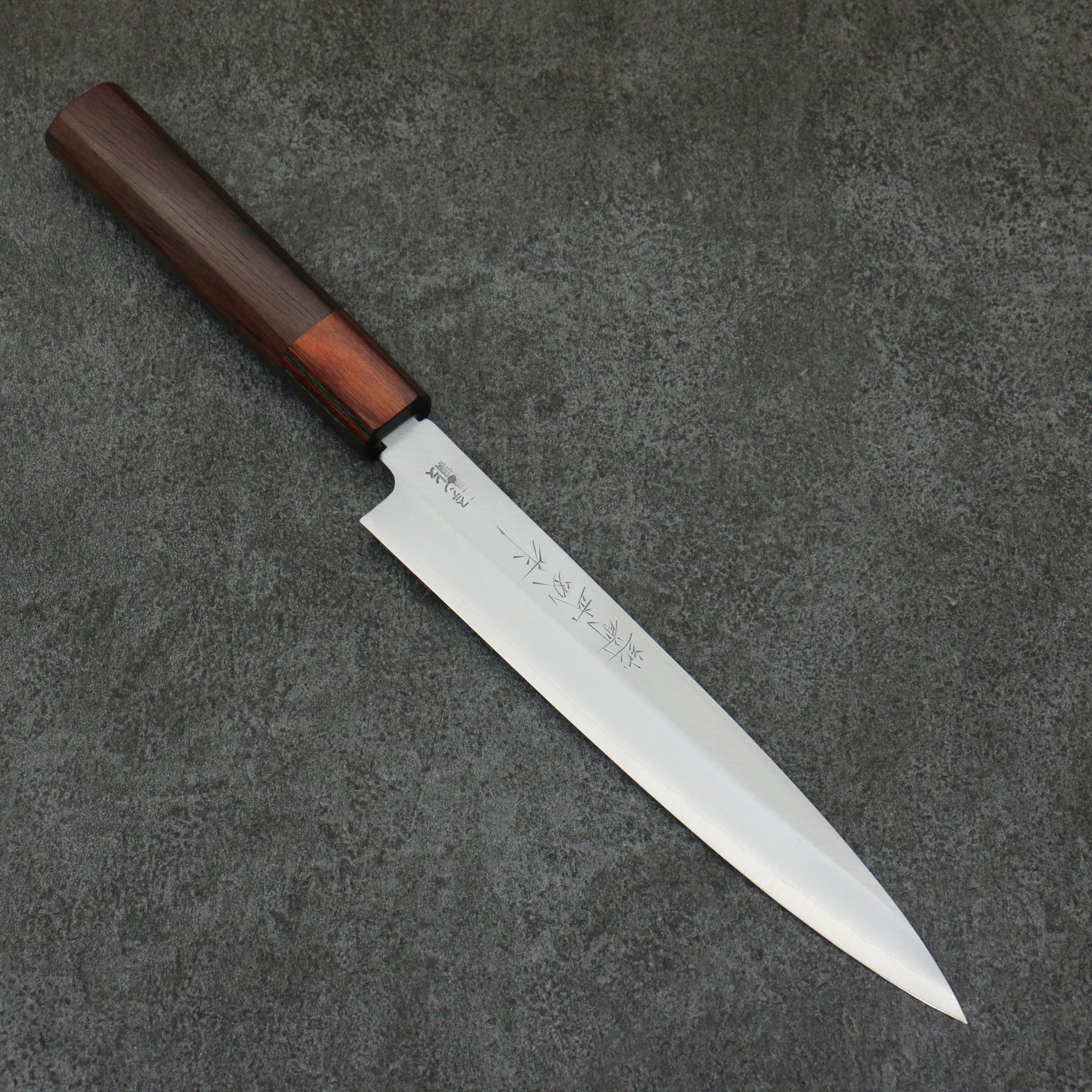 Hideo Kitaoka Muso Stainless Steel Mioroshi Deba  180mm Shitan (ferrule: Rainbow Pakka) Handle - Seisuke Knife