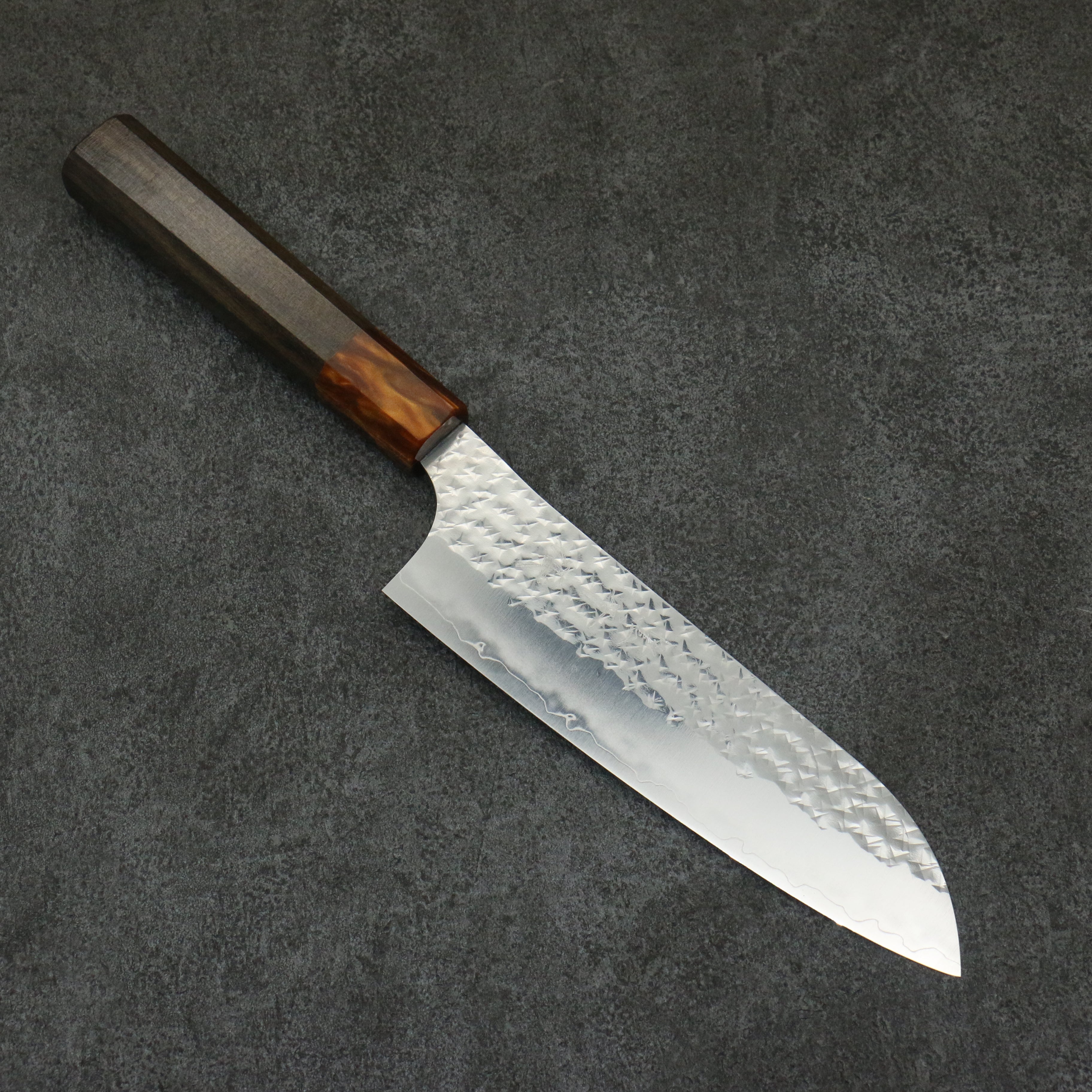 Yu Kurosaki Senko Ryu SG2 Hammered Santoku 170mm Sandalwood (ferrule:Acrylic) Handle - Seisuke Knife