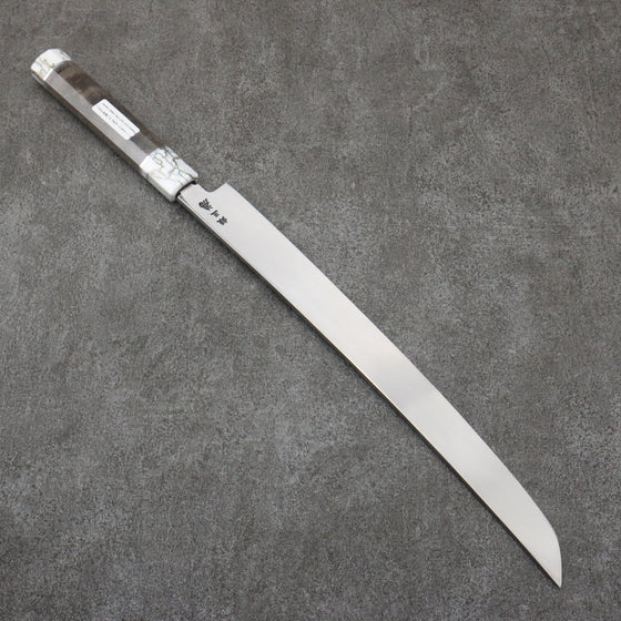 Sakai Takayuki Zangetsu Silver Steel No.3 Sakimaru Yanagiba  330mm Stabilized wood Handle with Sheath - Seisuke Knife