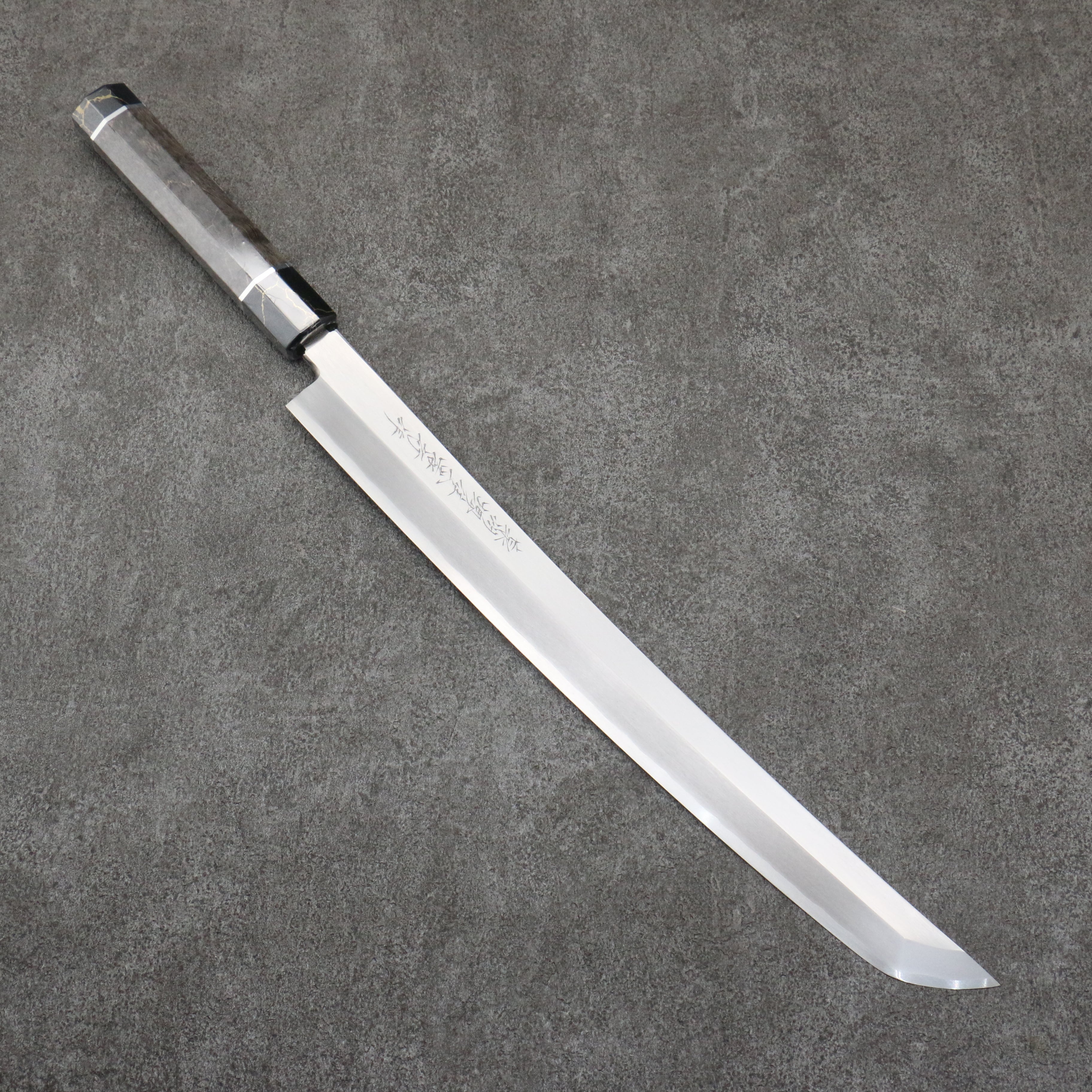 Sakai Takayuki Zangetsu Silver Steel No.3 Sakimaru Yanagiba  330mm Stabilized wood Handle with Sheath - Seisuke Knife