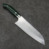 Takeshi Saji New Nomura Style SRS13 Hammered Santoku  180mm Green Micarta Handle - Seisuke Knife - Slide 1