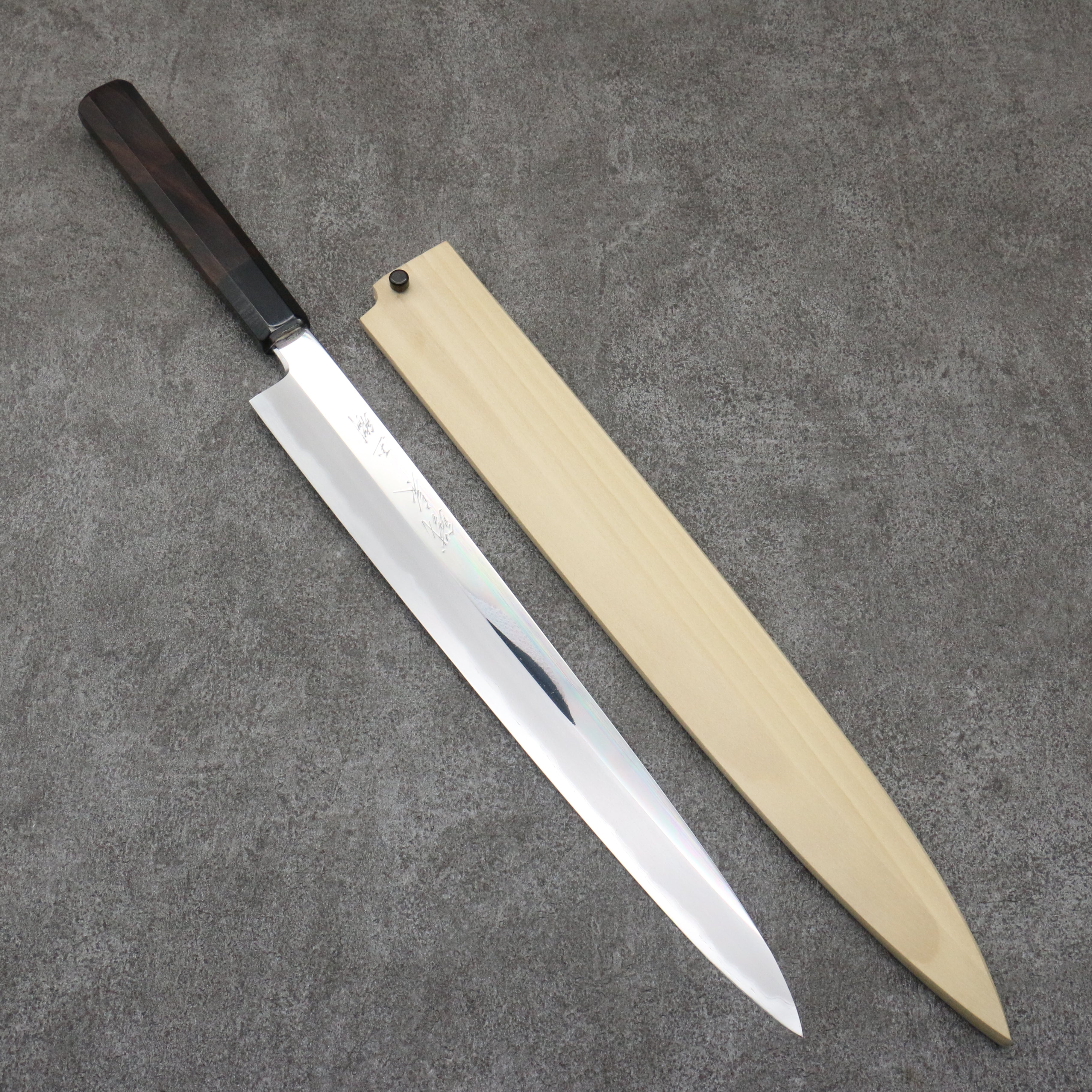 Tessen by Tanaka Tamahagane Yanagiba  315mm Ebony Wood Handle with Sheath - Seisuke Knife