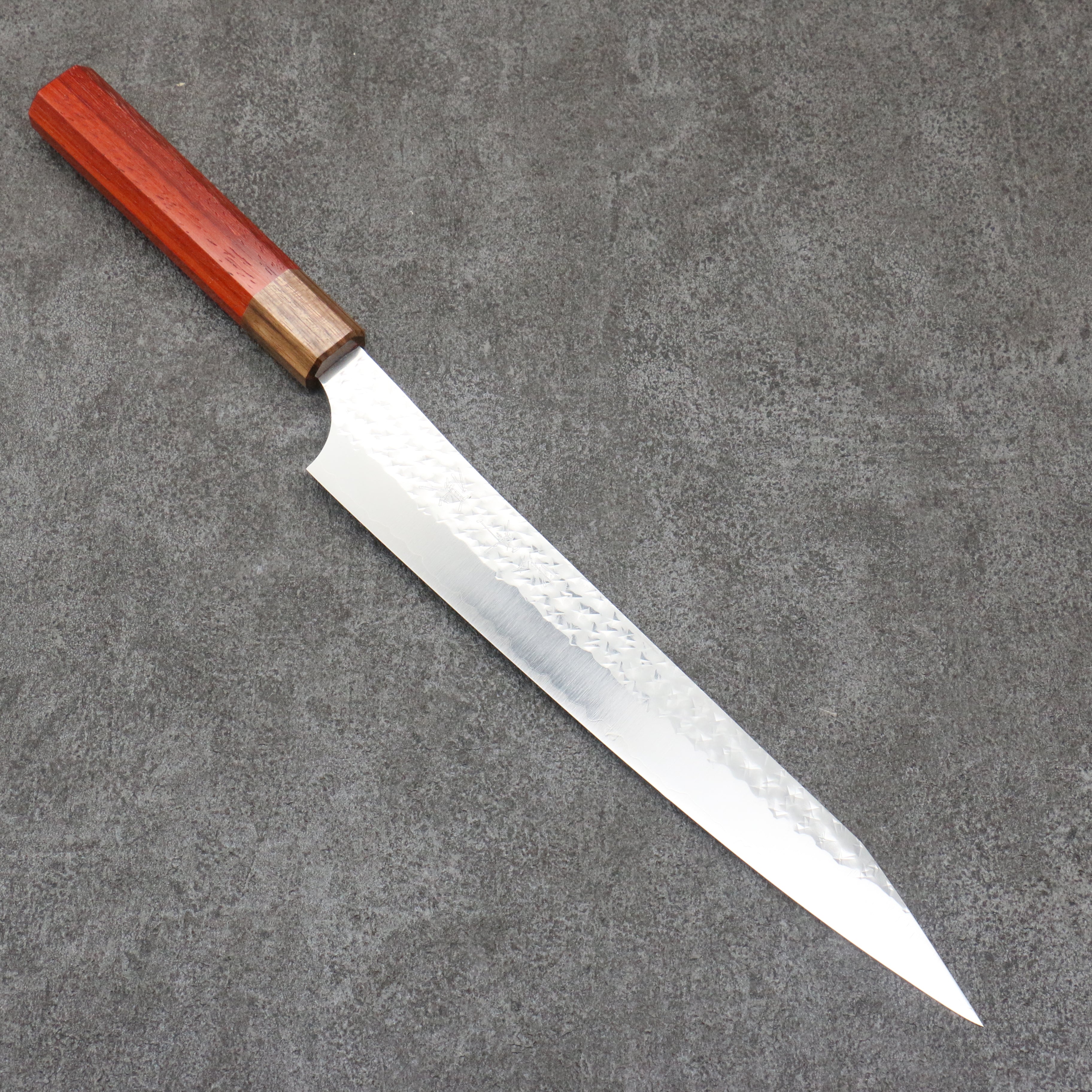 Yu Kurosaki Senko Ei SG2 Hammered Sujihiki  240mm Padoauk Handle - Seisuke Knife