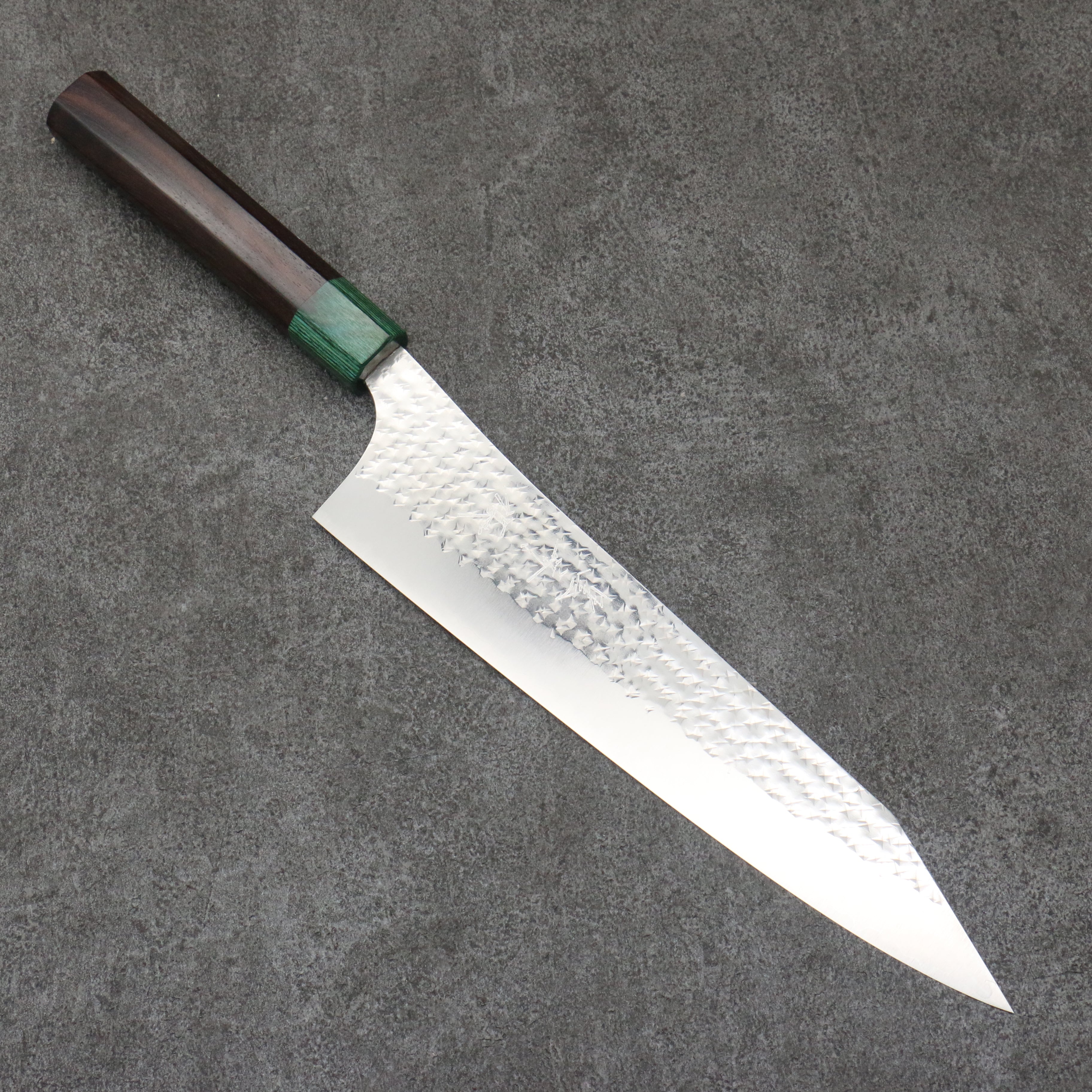 Yu Kurosaki Senko Ei SG2 Hammered Gyuto  240mm Rosewood (ferrule: Green Pakka wood) Handle - Seisuke Knife