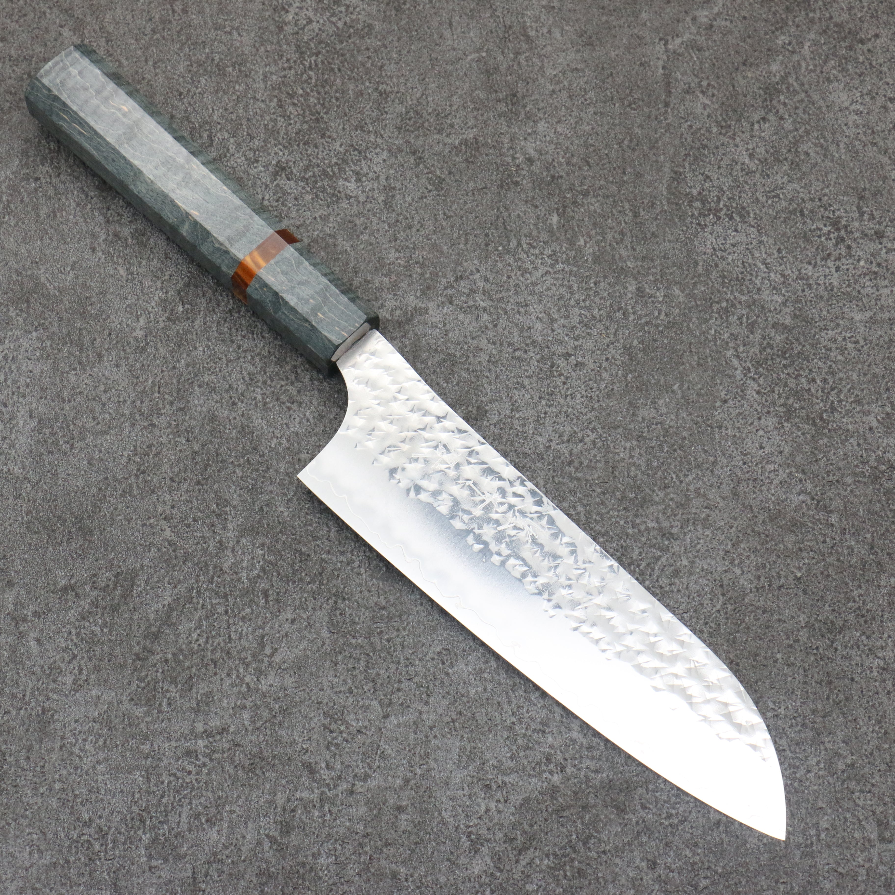 Yu Kurosaki Senko Ryu SG2 Hammered Santoku 170mm Stabilized wood (With Acrylic Ring) Handle - Seisuke Knife