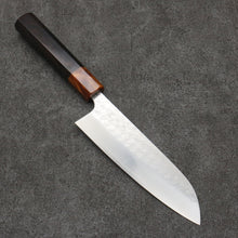  Yoshimi Kato Minamo SG2 Hammered Santoku 170mm Ebony (ferrule: Orange Resin) Handle - Seisuke Knife