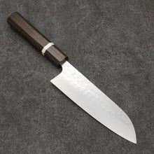  Yoshimi Kato Minamo SG2 Hammered Santoku 165mm Sandalwood & White Ring Handle - Seisuke Knife