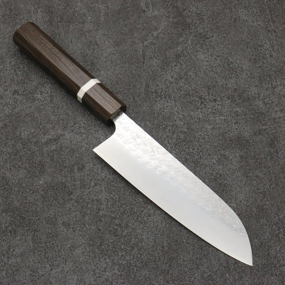 Yoshimi Kato Minamo SG2 Hammered Santoku 165mm Sandalwood & White Ring Handle - Seisuke Knife