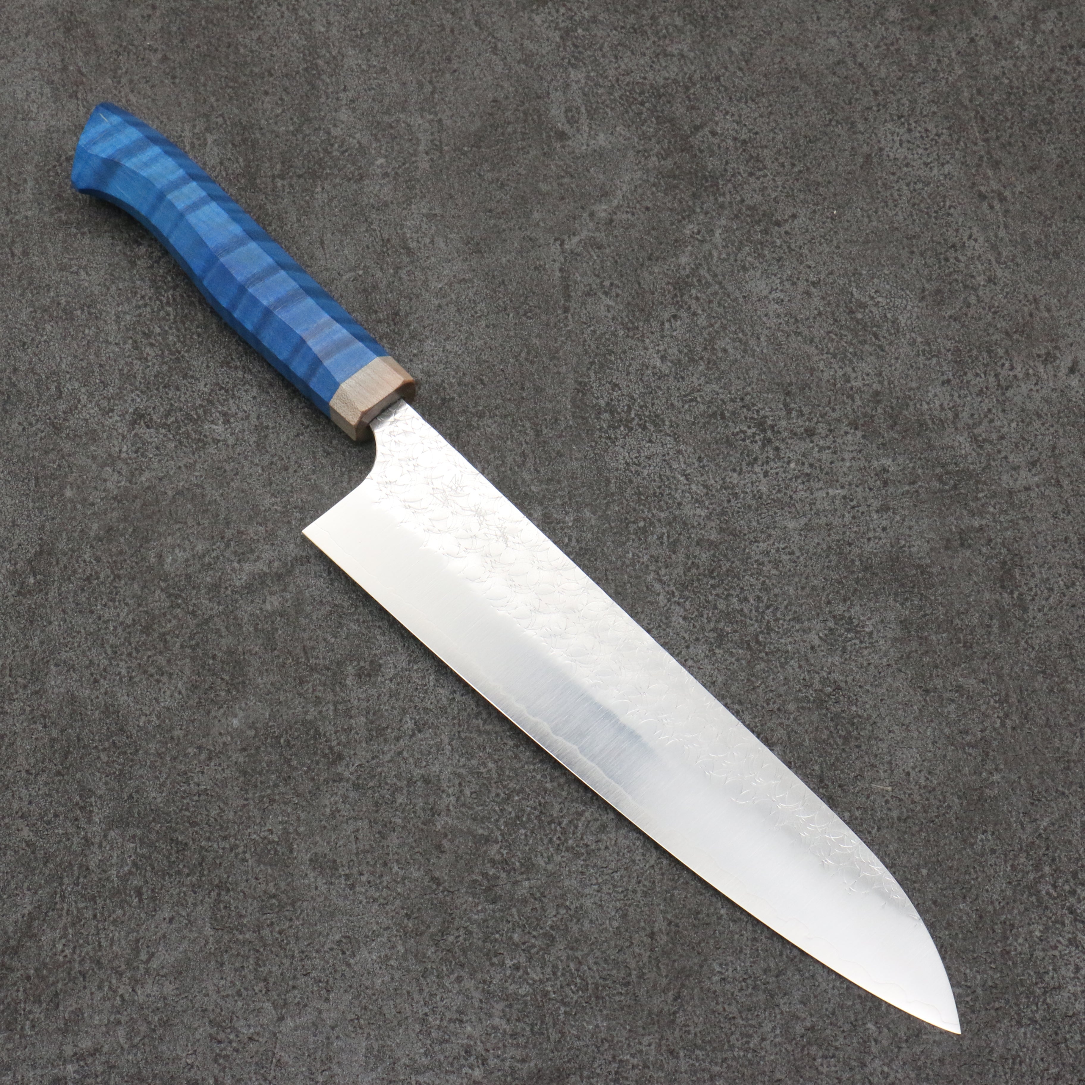Yoshimi Kato Minamo SG2 Hammered Gyuto  210mm Western style (blue) Handle - Seisuke Knife