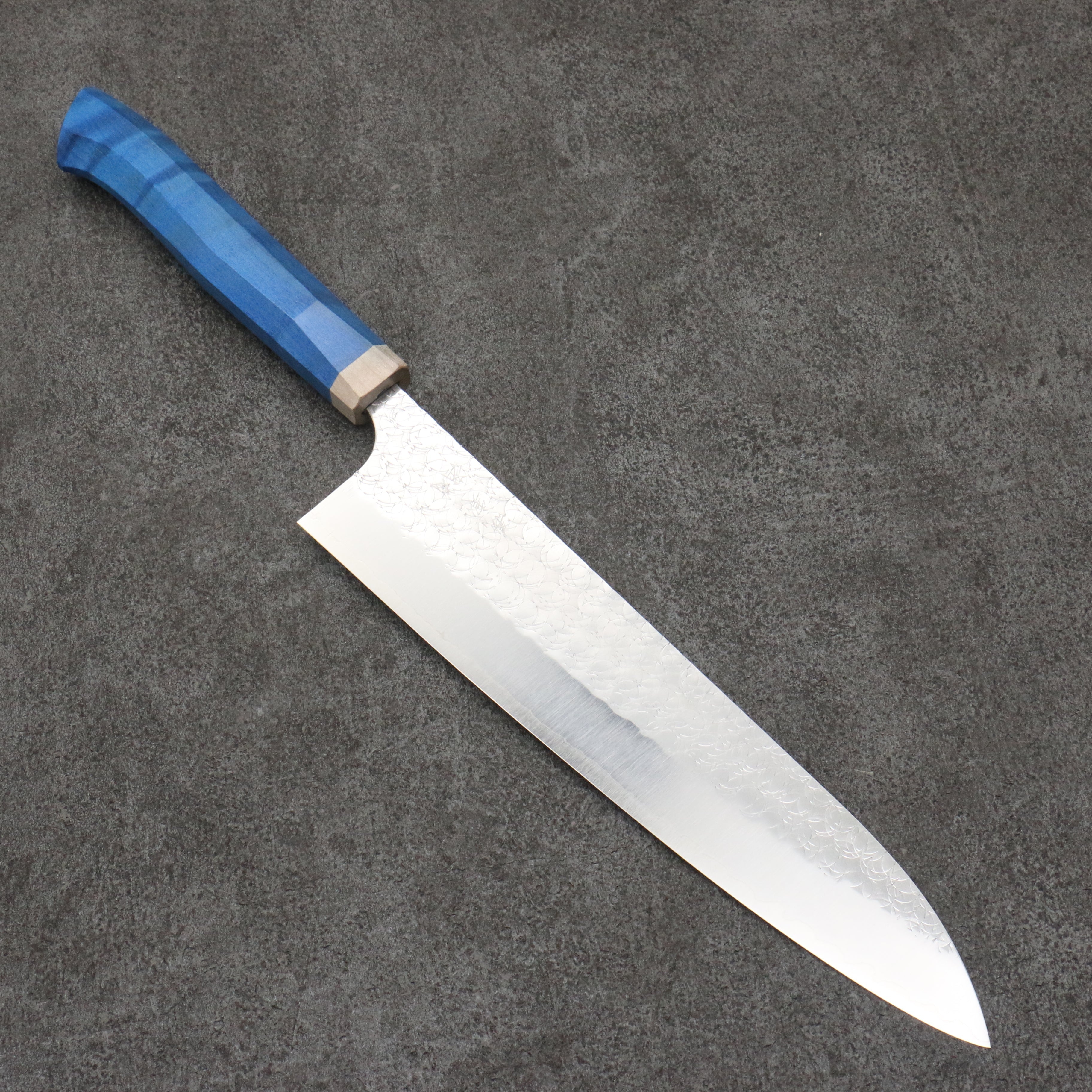 Yoshimi Kato Minamo SG2 Hammered Gyuto  240mm Western style (blue) Handle - Seisuke Knife