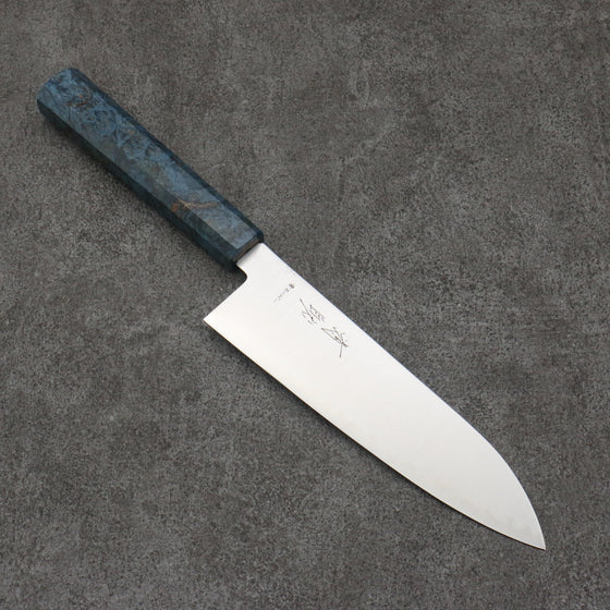 Seisuke Blue Super Migaki Polish Finish Santoku  180mm Stabilized wood Handle - Seisuke Knife