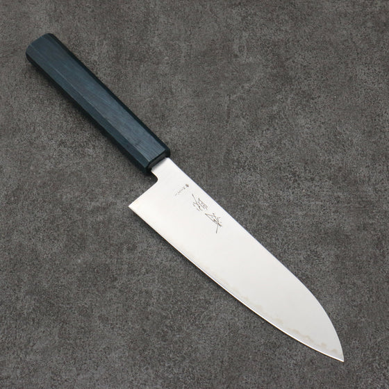 Seisuke Blue Super Migaki Polish Finish Santoku  180mm Blue Lacquered Handle - Seisuke Knife