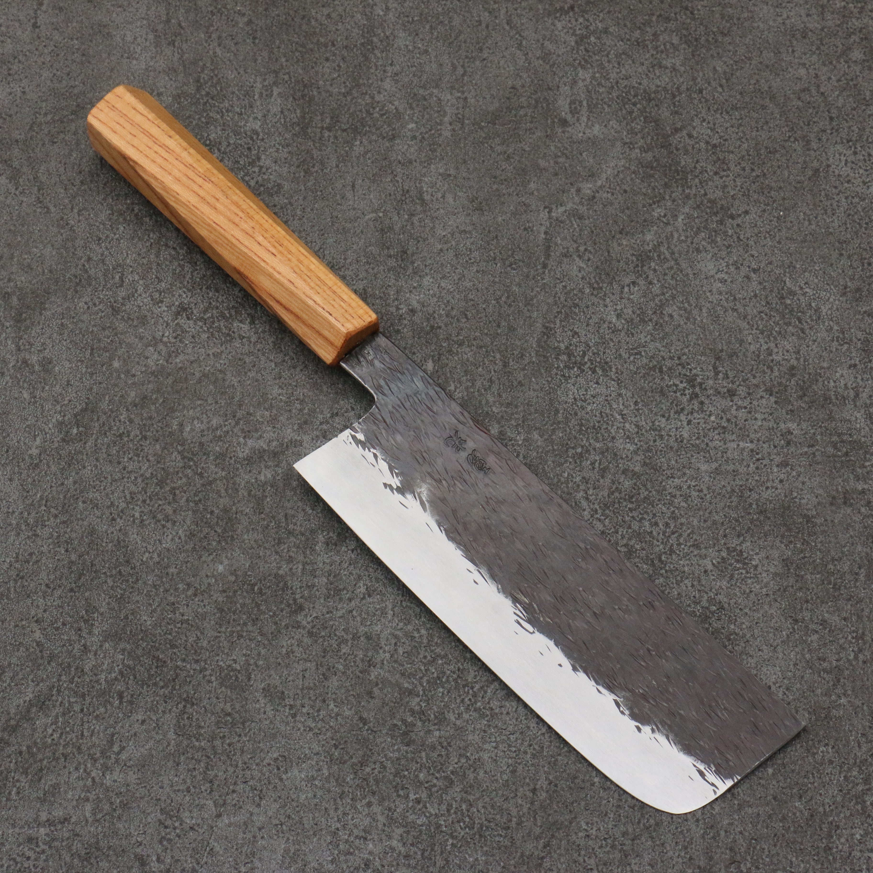 Isamitsu Abe White Steel No.1 Hammered Nakiri 165mm Pentagonal Oak Handle - Seisuke Knife