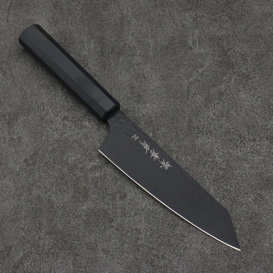 Sakai Takayuki Kurokage VG10 Hammered Teflon Coating Kiritsuke Santoku  160mm Black Lacquered Handle - Seisuke Knife