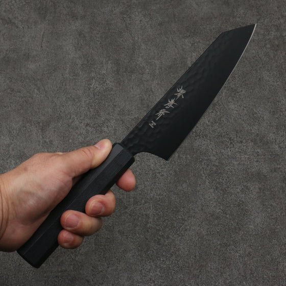 Sakai Takayuki Kurokage VG10 Hammered Teflon Coating Kiritsuke Santoku  160mm Black Lacquered Handle - Seisuke Knife