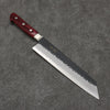 Seisuke Blue Super Hammered Kurouchi Kiritsuke Gyuto  210mm Red Pakka wood Handle - Seisuke Knife