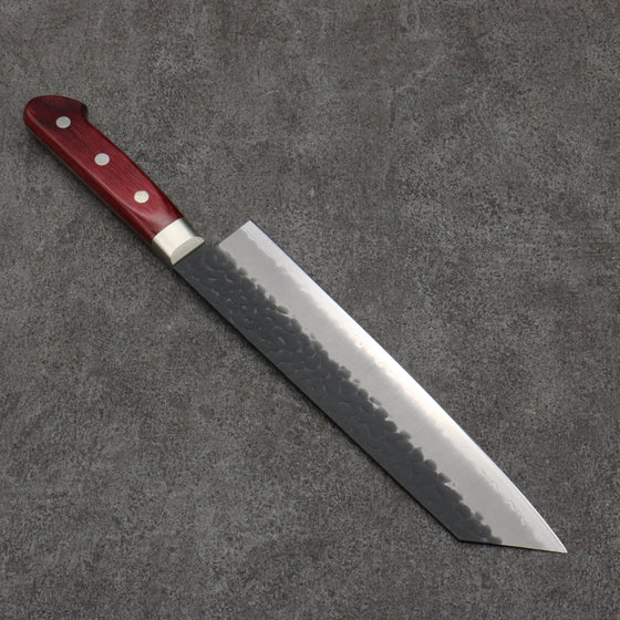 Seisuke Blue Super Hammered Kurouchi Kiritsuke Gyuto  210mm Red Pakka wood Handle - Seisuke Knife