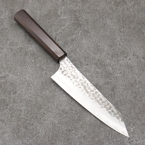 Yu Kurosaki Senko Ei Blue Super Hammered Black Finished Bunka 165mm Ebony Handle - Seisuke Knife