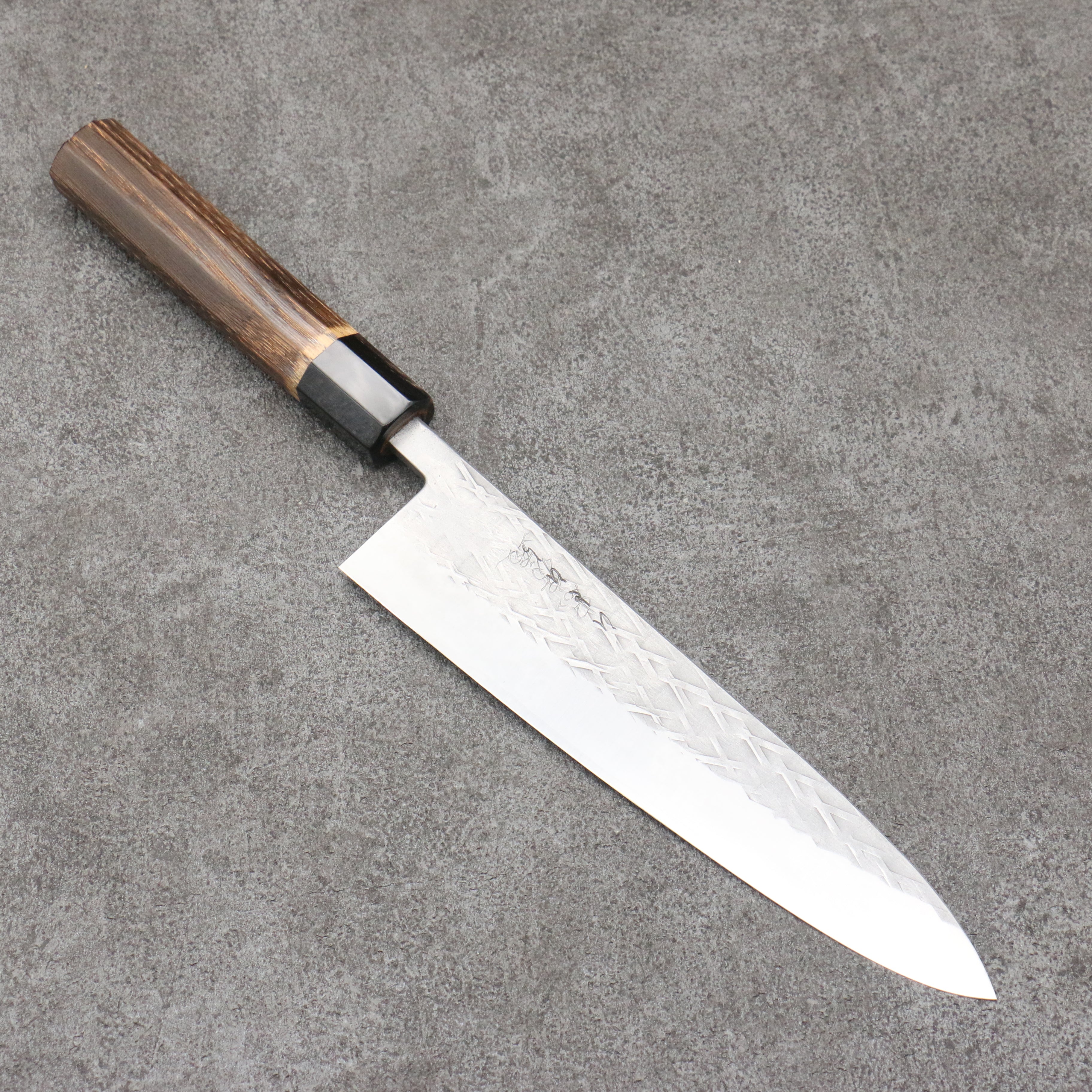 Tadafusa SLD Hammered Gyuto  210mm Burnt Walnut Handle - Seisuke Knife
